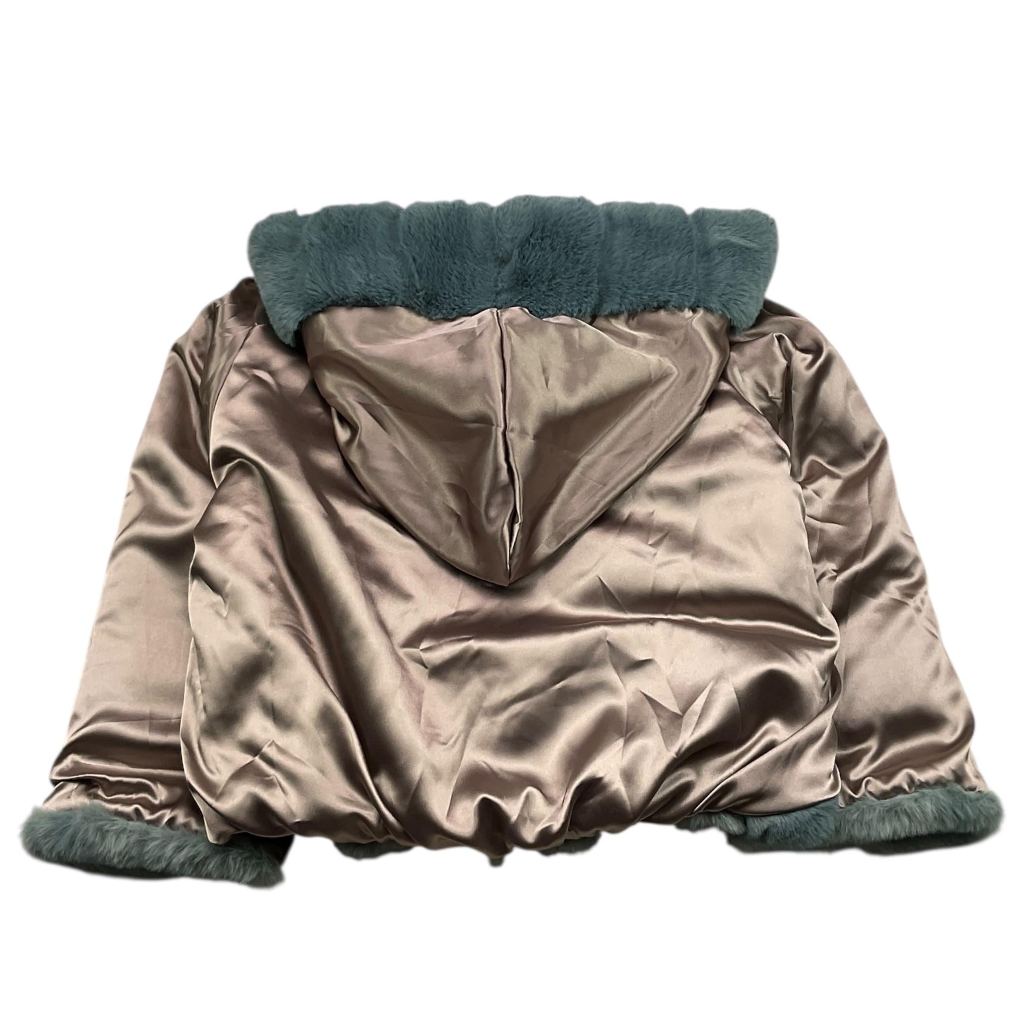 FRANCESCA CONOCI pelliccia bicolore reversibile con cappuccio Verde per Bambina 2688 VERDE FRANCESCA CONOCI