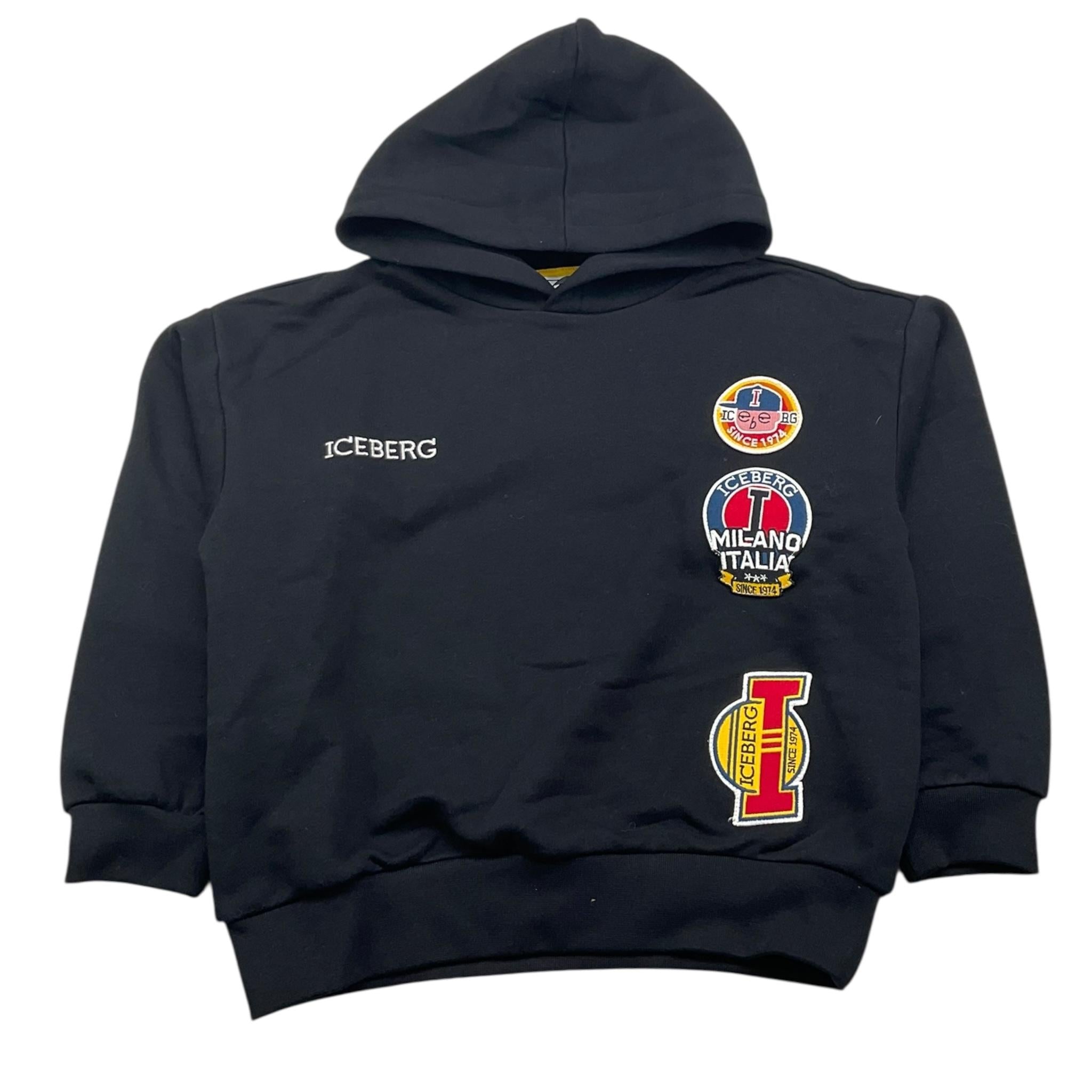 ICEBERG felpa chiusa con cappuccio tinta unita con stampa logo Nero per Bambino MFICE5307J NERO ICEBERG