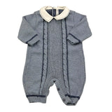 BARCELLINO tutina tinta unita con colletto in contrasto Blu per Neonato 115301 BLU BARCELLINO