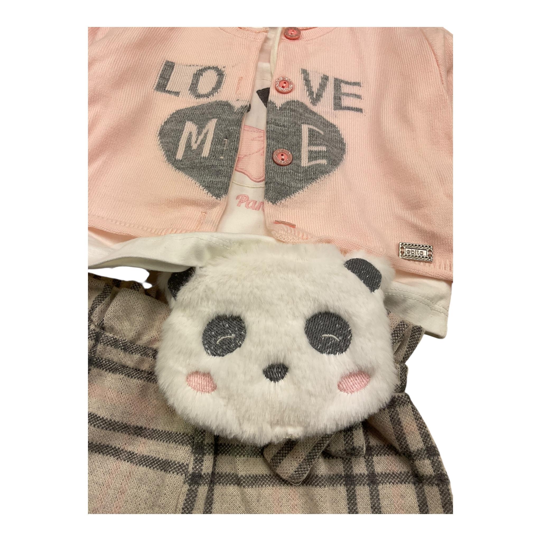EBITA completo 4 pezzi cardigan-shirt-pantalone-borsa Rosa per Neonata CMPL ROSA EBITA