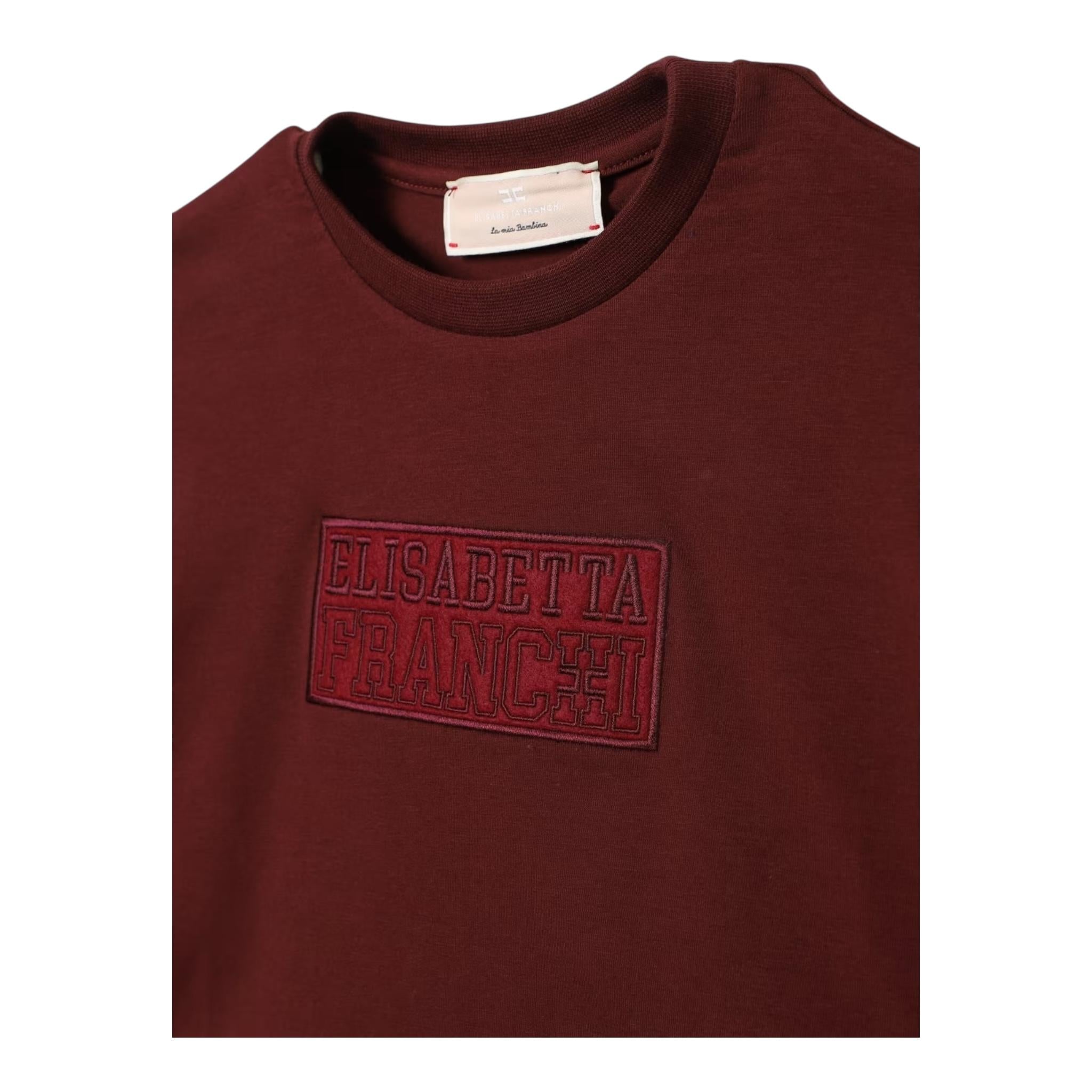 ELISABETTA FRANCHI shirt girocollo tinta unita con stampa Bordeaux per Bambina EFTS224 BORDEAUX ELISABETTA FRANCHI