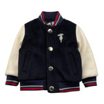 TRUSSARDI giubbino tinta unita modello college con maniche in contrasto Blu per Neonato TIA25029GB BLU TRUSSARDI