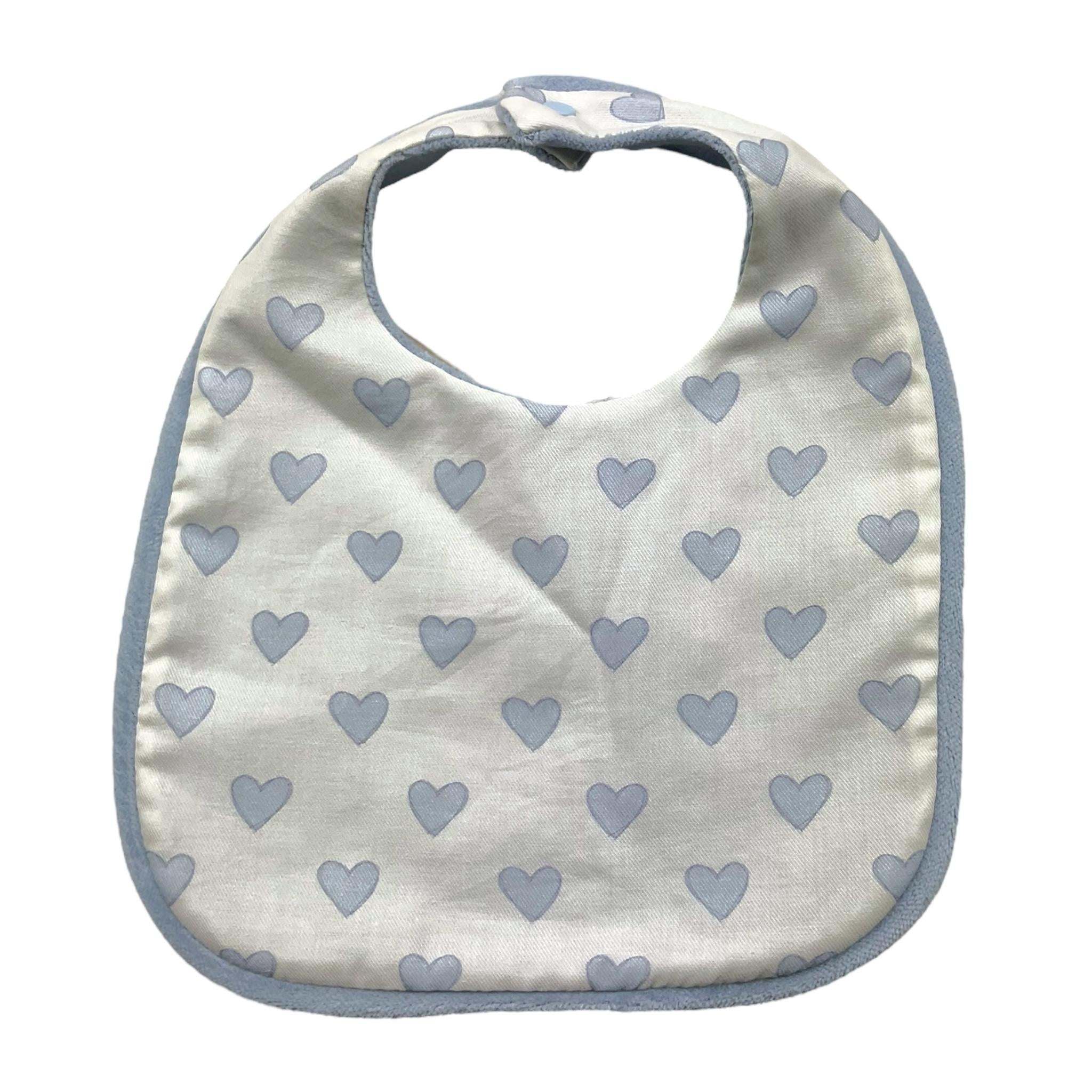 LA STUPENDERIA bavetta tinta unita con fantasia cuori Bianco/azzurro per Neonata TBBV20 BIANCO/AZZURRO LA STUPENDERIA