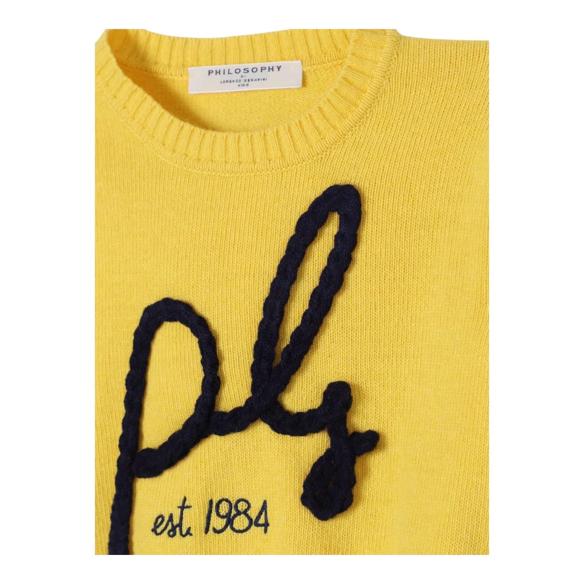 PHILOSOPHY maglia girocollo tinta unita con ricamo in contrasto Giallo per Bambina PFMA033 GIALLO PHILOSOPHY