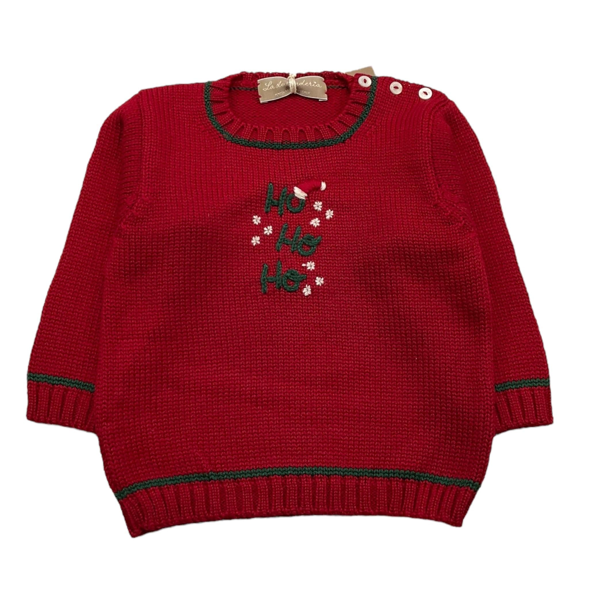 LA STUPENDERIA maglia girocollo tinta unita con ricami Rosso per Neonato WCPL61XX ROSSO LA STUPENDERIA