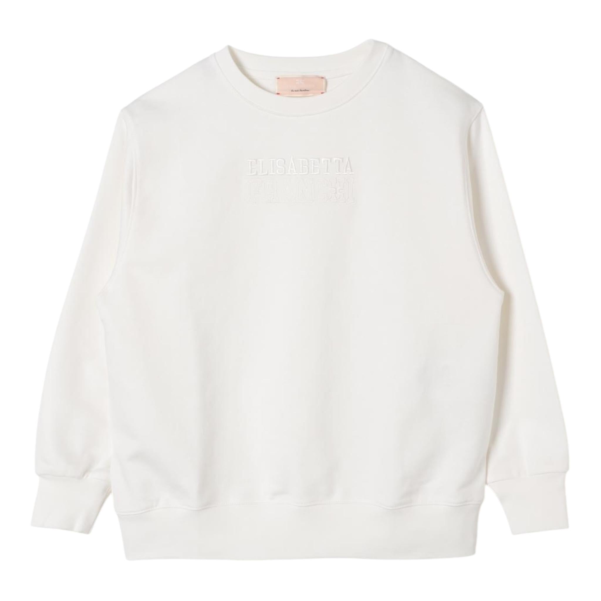 ELISABETTA FRANCHI felpa chiusa girocollo tinta unita con logo Panna per Bambina EFFE138 PANNA ELISABETTA FRANCHI