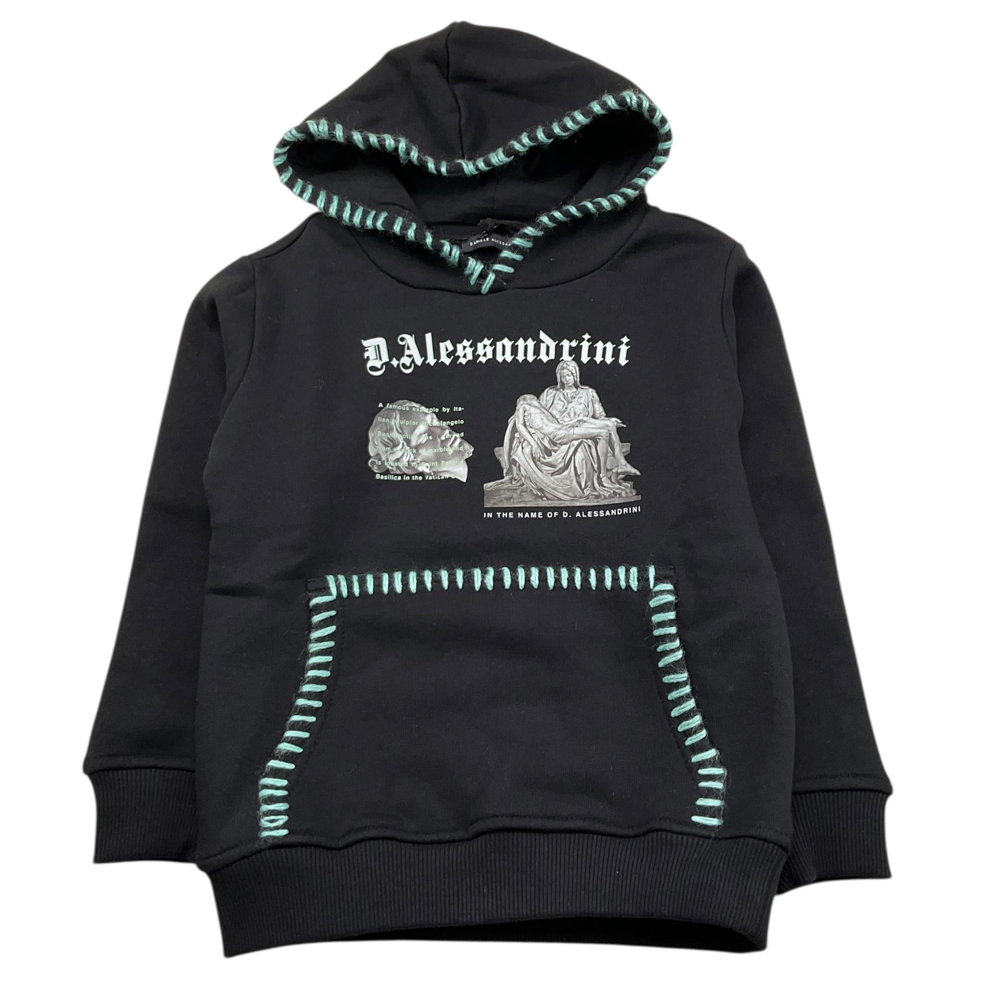 DANIELE ALESSANDRINI felpa chiusa con cappuccio tinta unita con logo Nero per Bambino 1231F0009 NERO DANIELE ALESSANDRINI