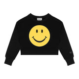 MOSCHINO felpa chiusa girocollo tinta unita cn smile Nero per Bambina HDF062 NERO MOSCHINO