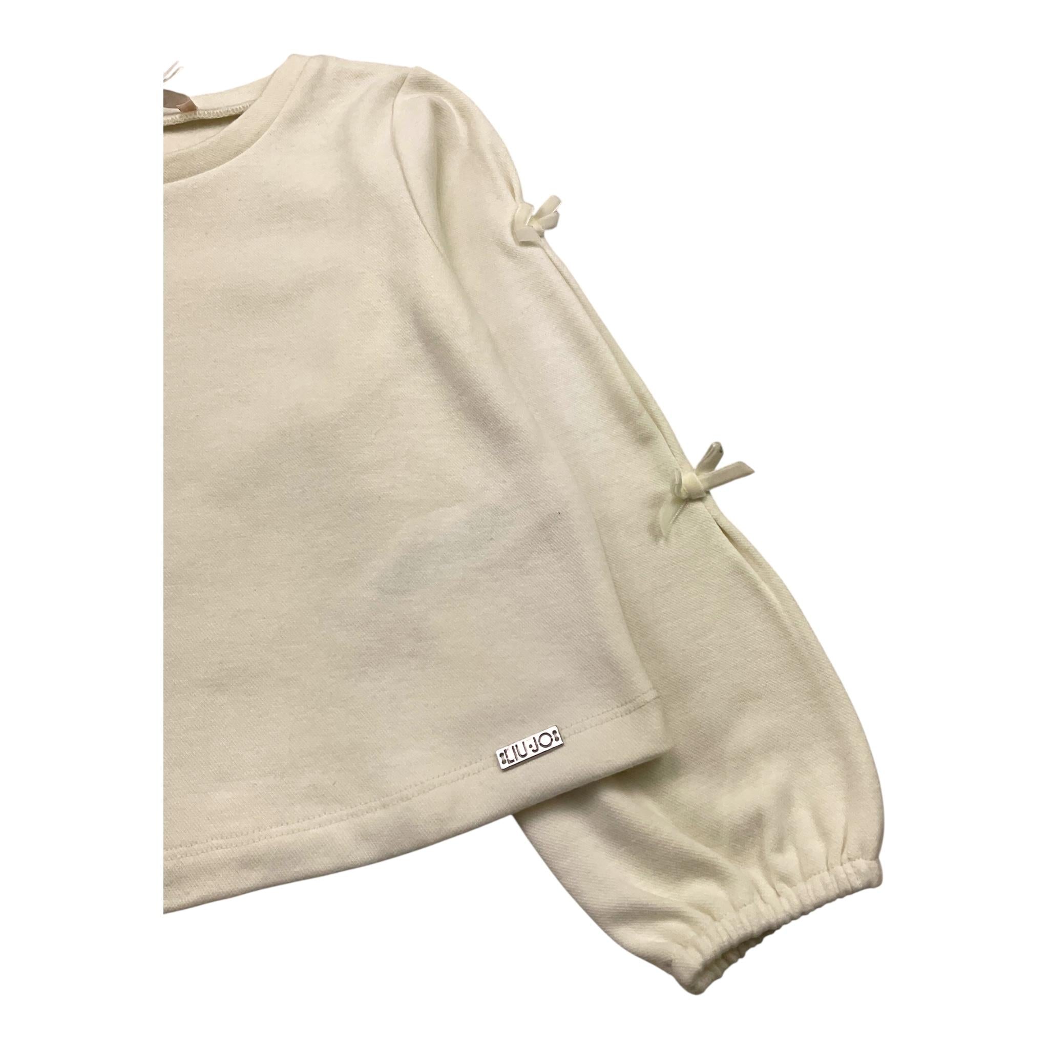 LIU JO felpa chiusa girocollo tinta unita con fiocchi Panna per Neonata KF4115X PANNA LIU JO