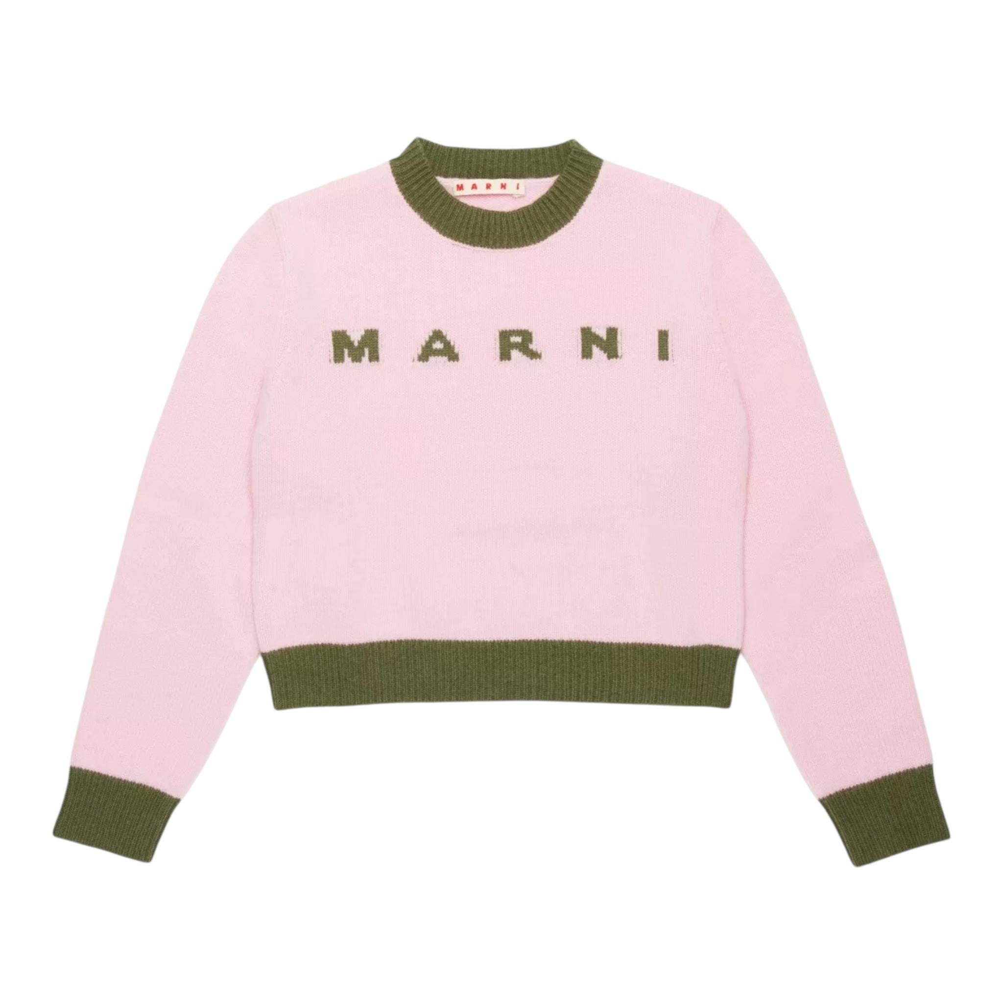MARNI maglia tinta unita con stampa Rosa per Bambina M00993 ROSA MARNI