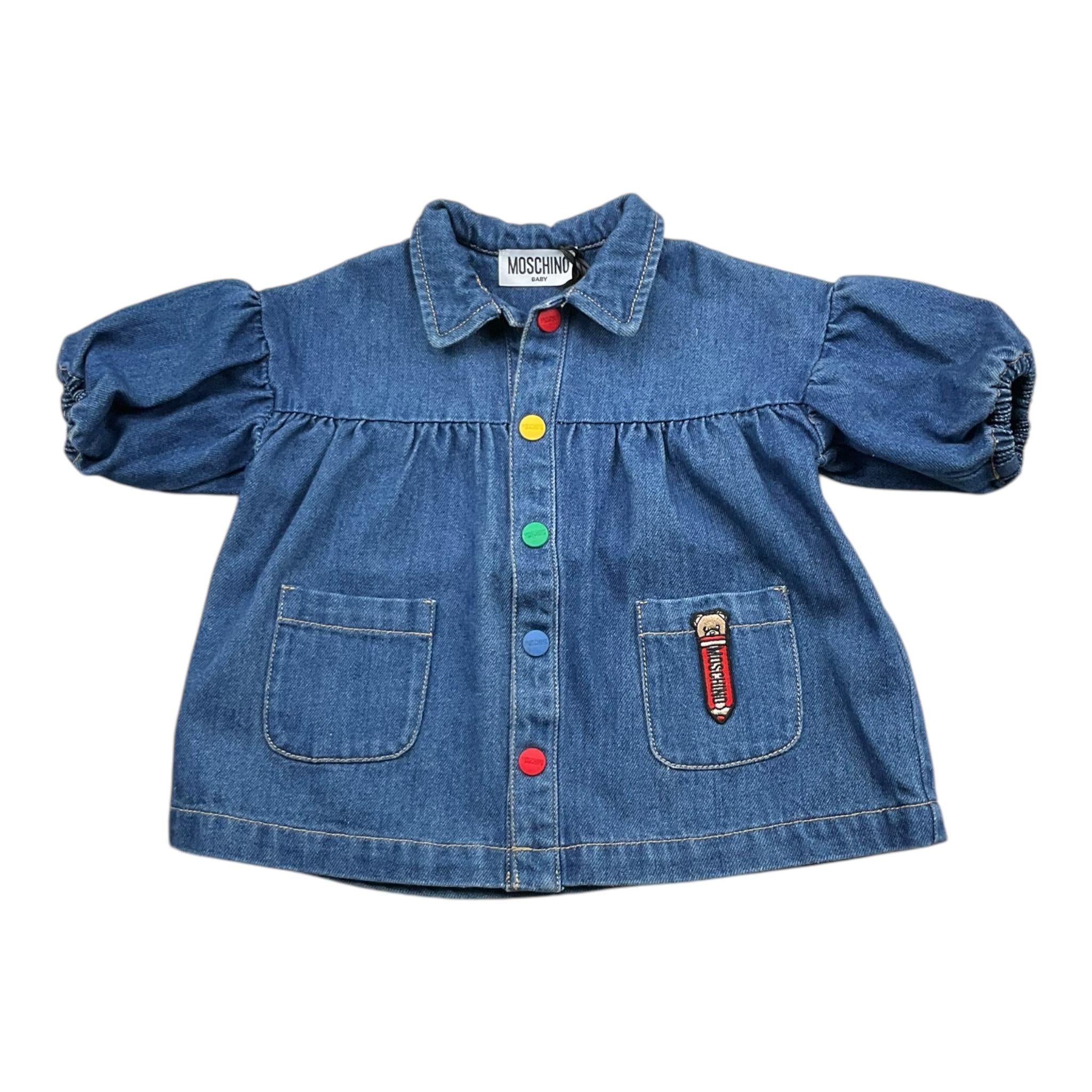 MOSCHINO abito in denim mezza manica tinta unita Blu per Neonata MDV0CO BLU MOSCHINO