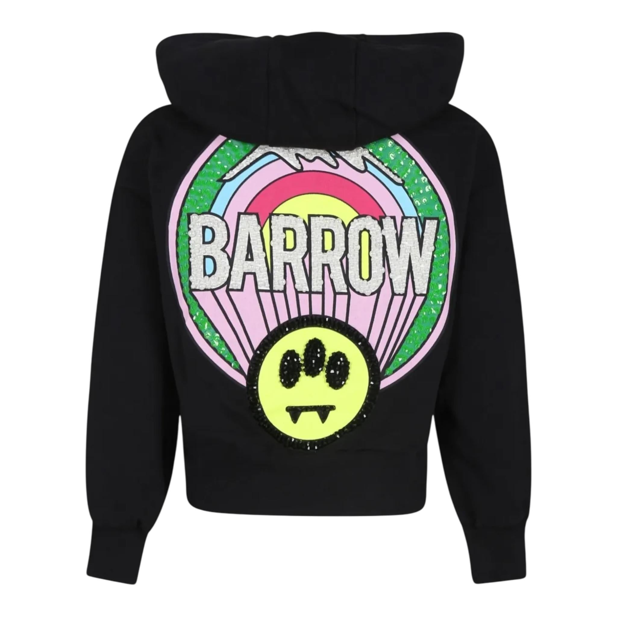 BARROW KIDS felpa tinta unita con cappuccio e stampa Nero per Bambina F4BKJGHS123 NERO BARROW KIDS