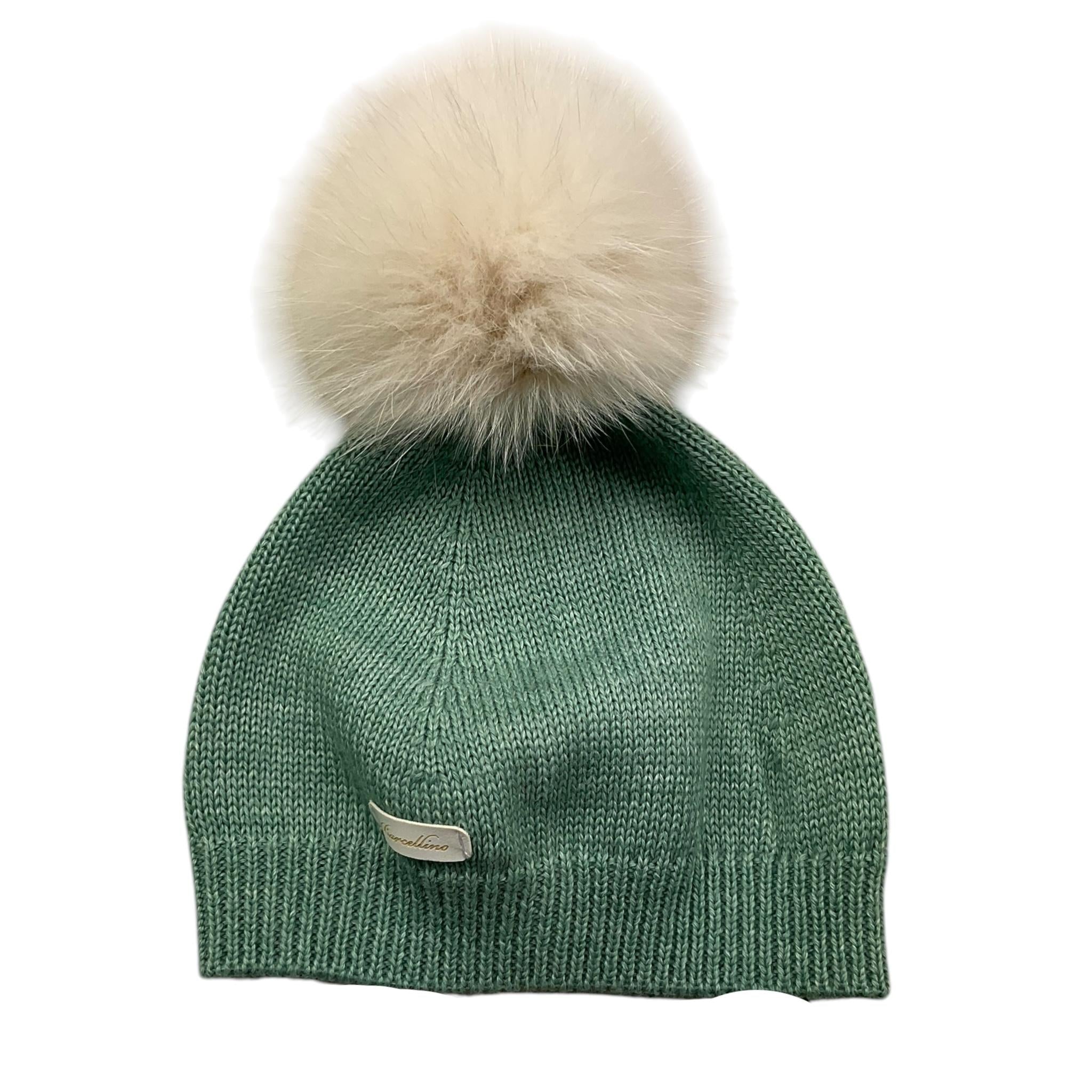 BARCELLINO cappello tinta unita con pon pon Verde per Neonato 10611 VERDE BARCELLINO