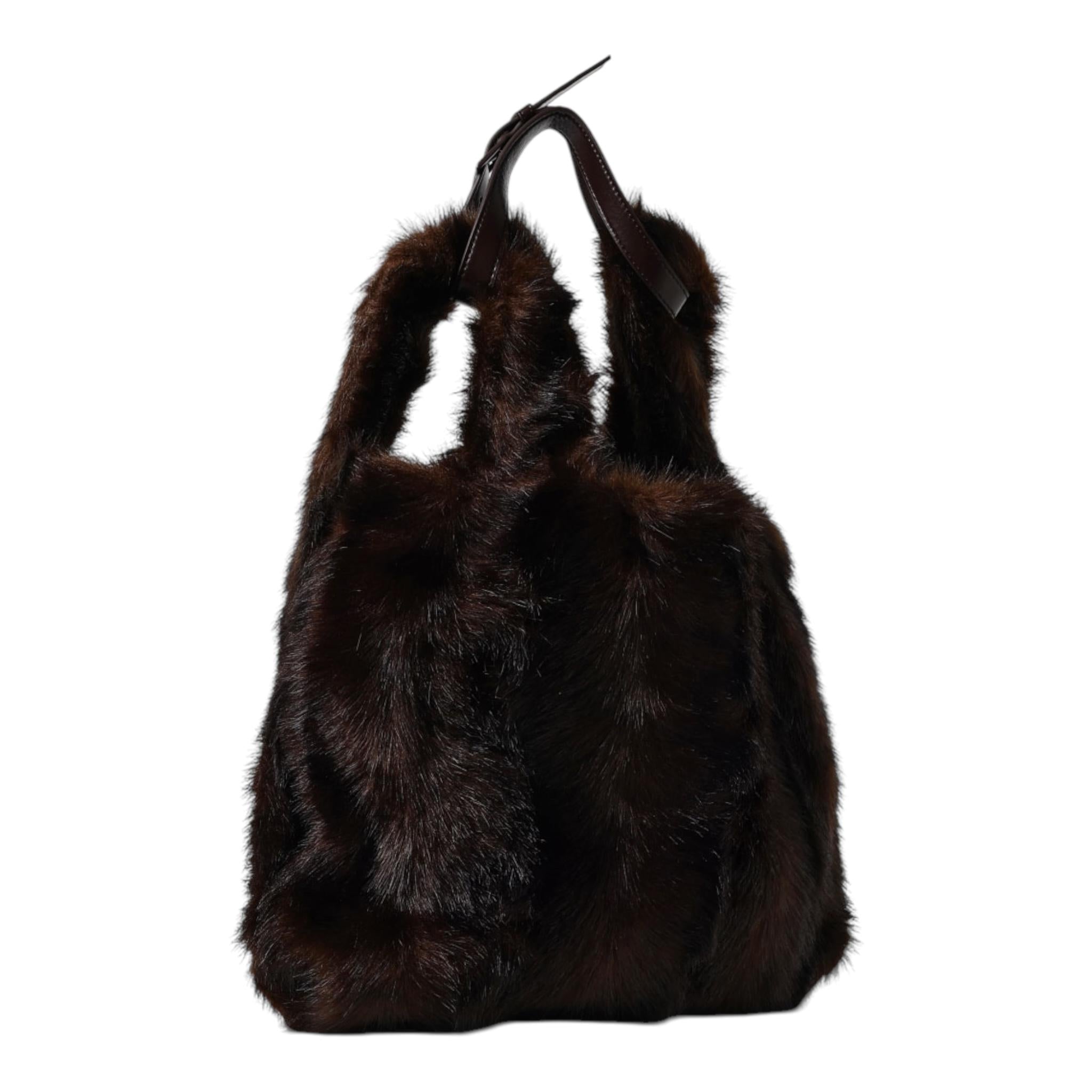 N°21 borsa in pelliccia tinta unita Marrone per Bambina N21A37 MARRONE N°21