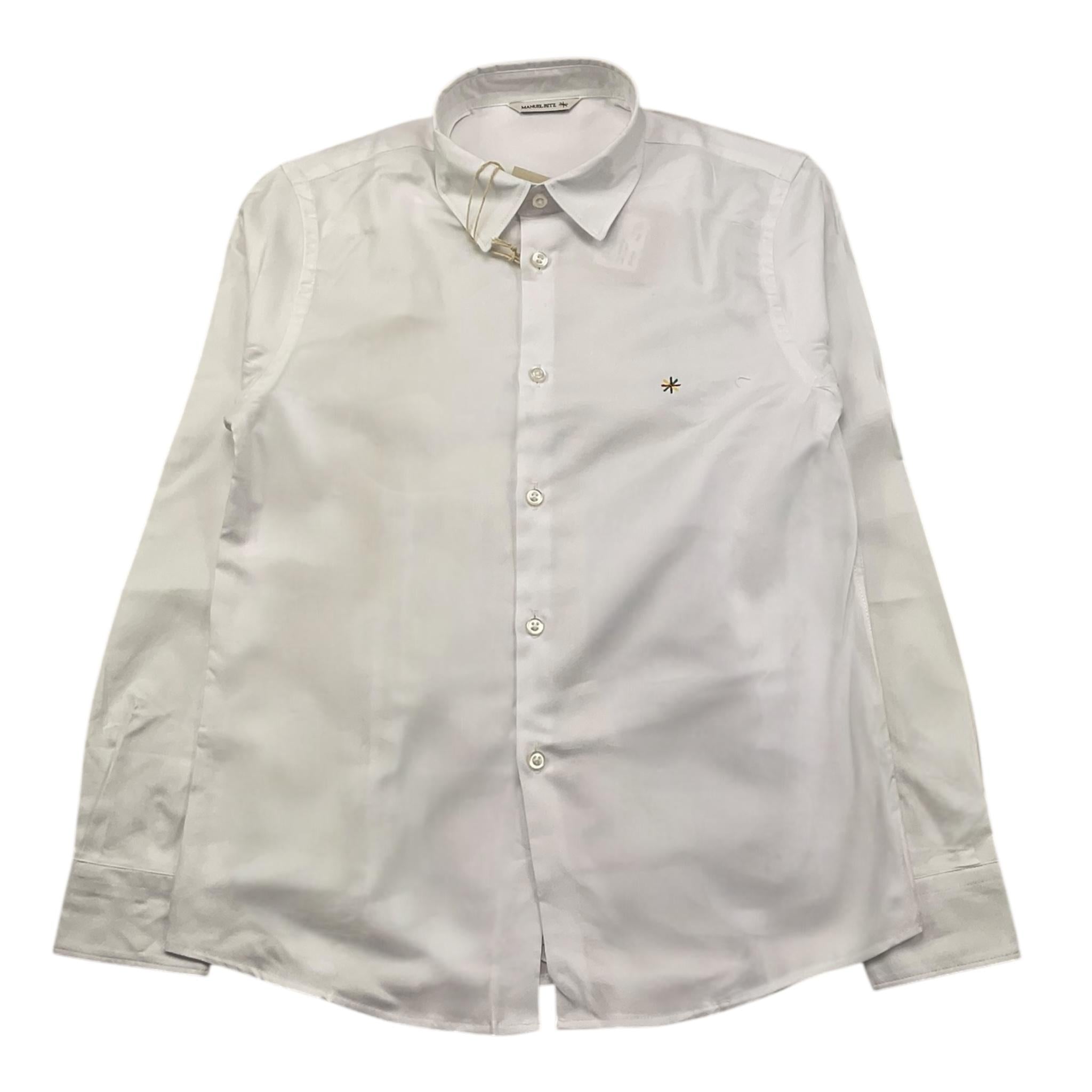 MANUEL RITZ camicia manica lunga con ricamo logo,tinta unita Bianco per Bambino MR0264 BIANCO MANUEL RITZ