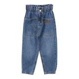 MOSCHINO jeans tinta unita con elastico in vita Blu per Bambina HDP05 BLU MOSCHINO