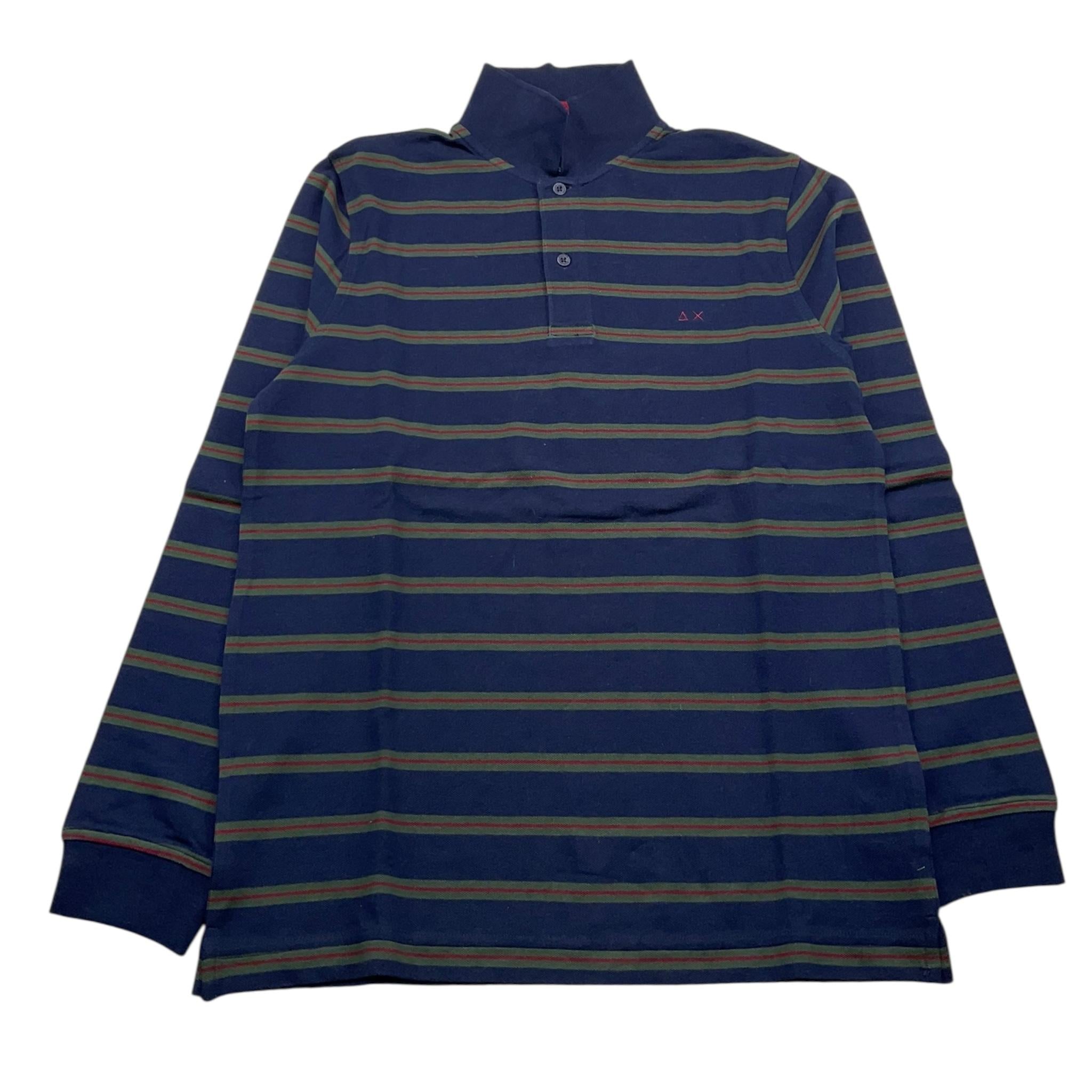 SUN68 polo manica lunga tinta unita fantasia a righe Blu per Bambino A28313 BLU SUN68