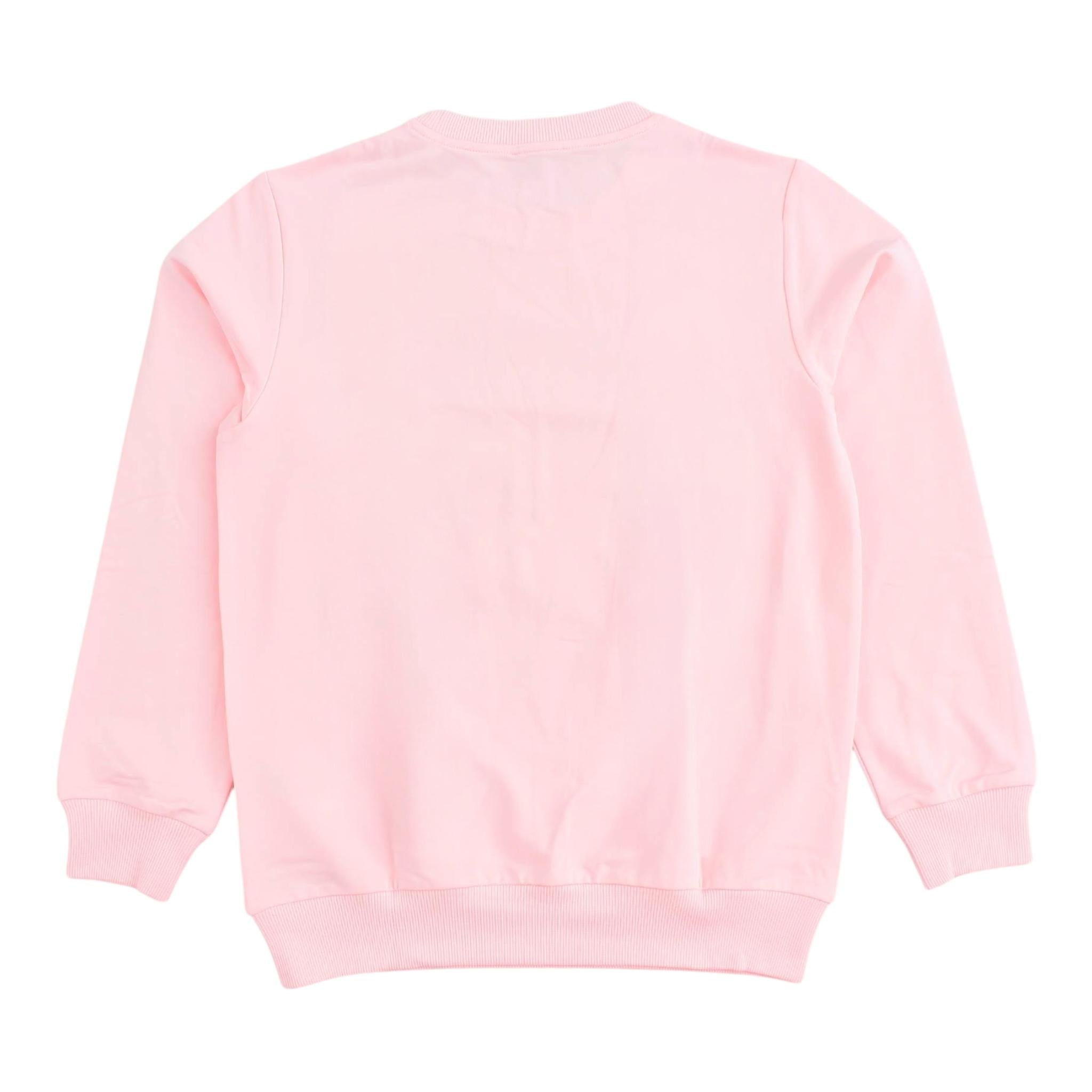 MOSCHINO felpa chiusa girocollo tinta unita con stampa logo Rosa per Neonata MUF05O ROSA MOSCHINO