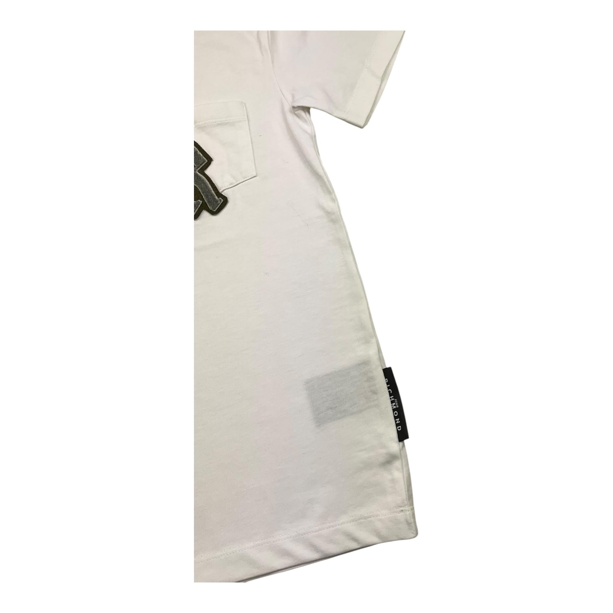 JOHN RICHMOND t-shirt girocollo tinta unita con taschino Bianco per Bambino RBA25074TS BIANCO JOHN RICHMOND
