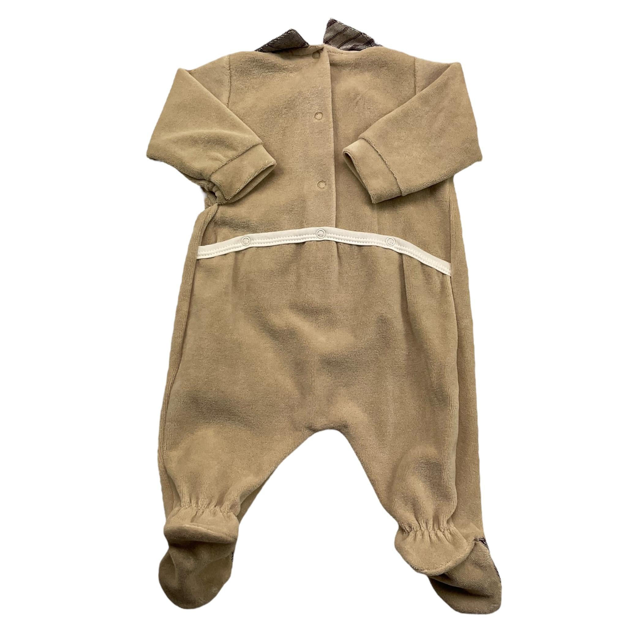 BABY VIP tutina manica lunga tinta unita in ciniglia Beige per Neonato T2796 BEIGE BABY VIP