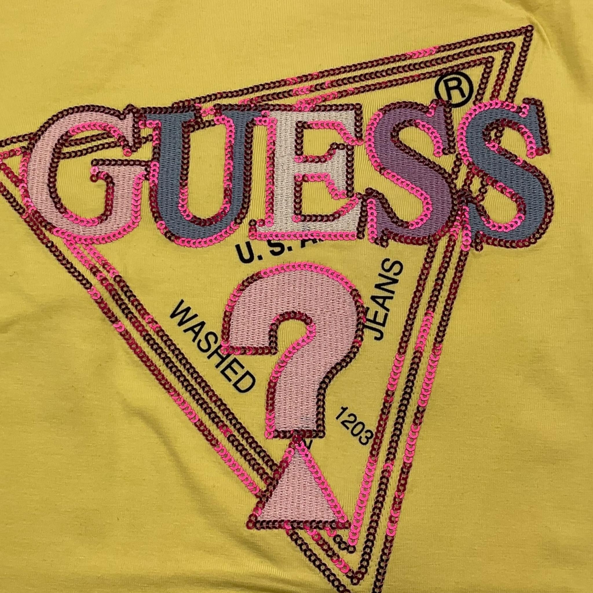 GUESS shirt tinta unita girocollo con stampa Giallo per Bambina J4YI05K6YW4 GIALLO GUESS