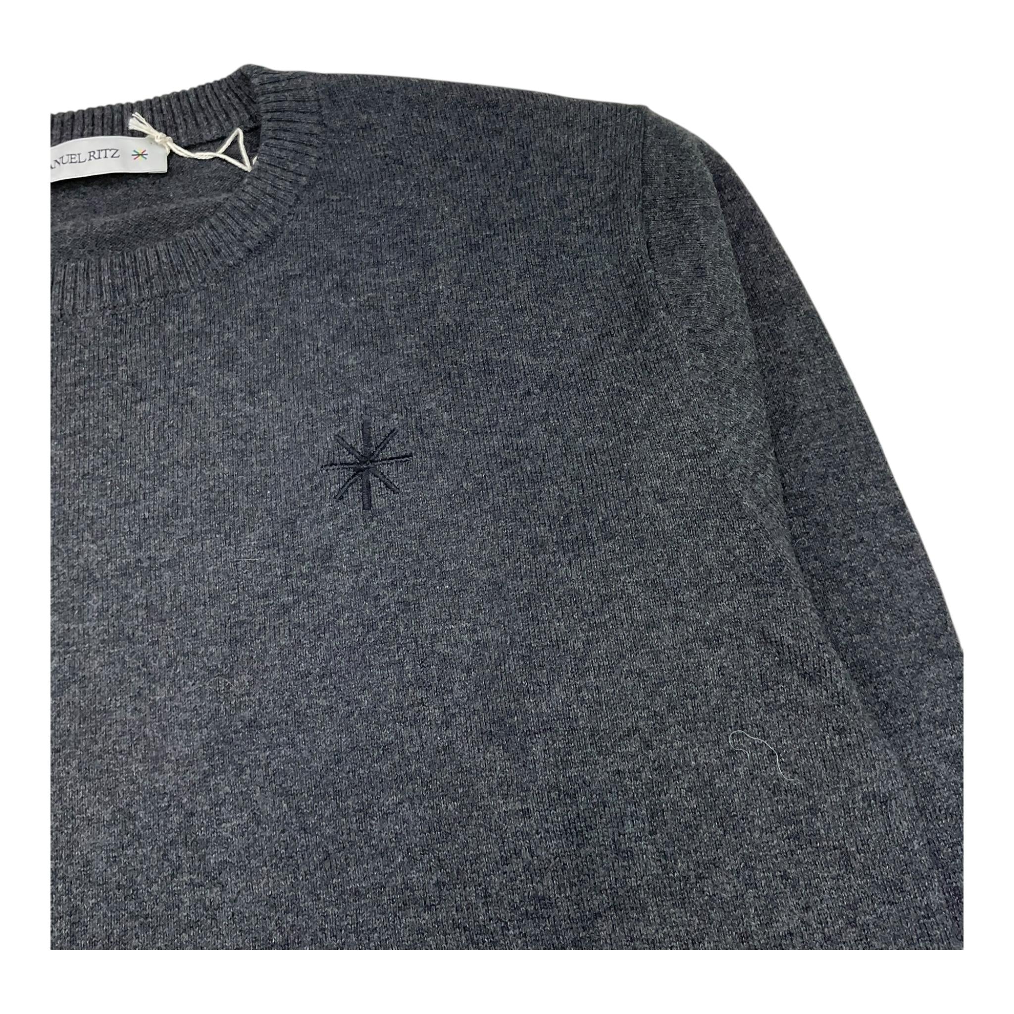 MANUEL RITZ maglia girocollo tinta unita con ricamo logo Grigio per Bambino MR2230 GRIGIO MANUEL RITZ