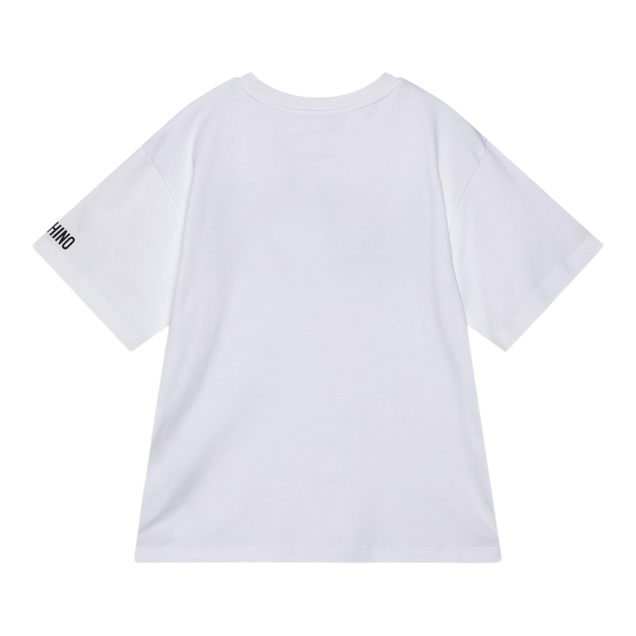 MOSCHINO t-shirt girocollo tinta unita con stampa Bianco per Bambina HDM06HX BIANCO MOSCHINO