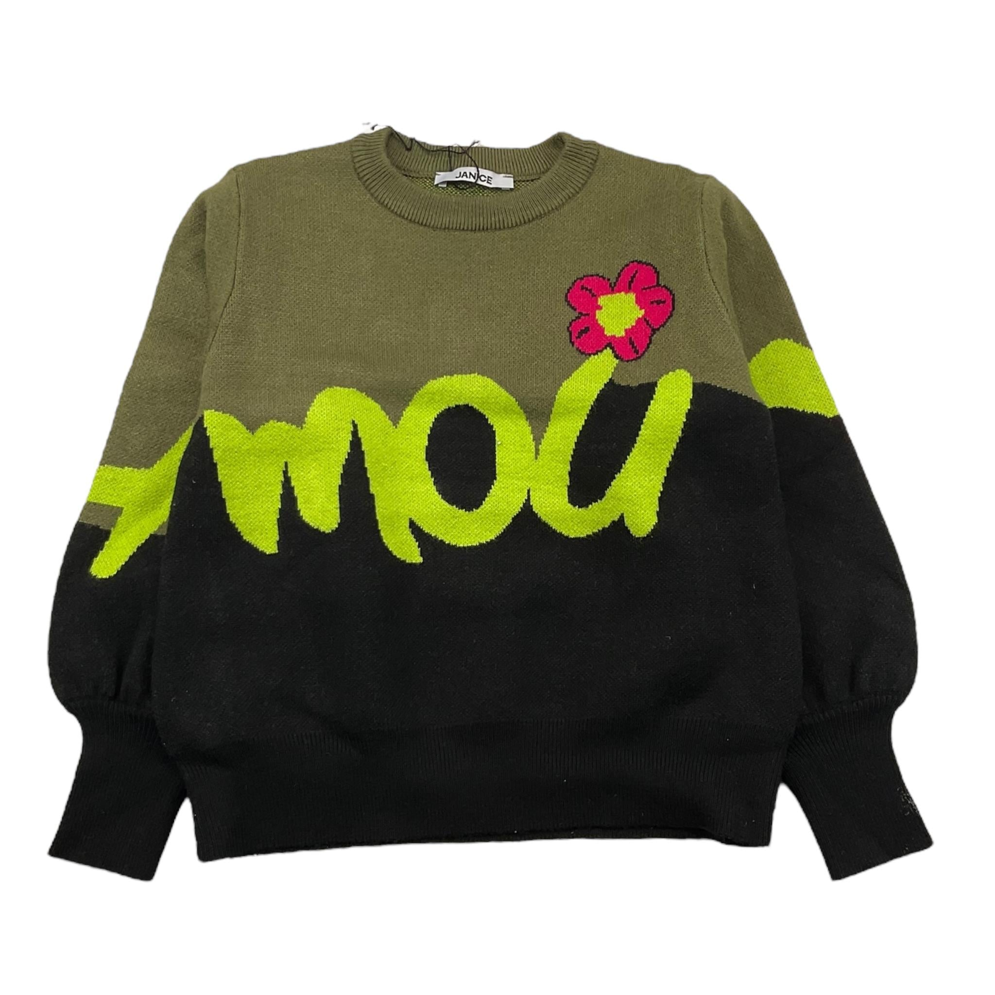 JANICE maglia gircollo bicolore Verde/nero per Bambina JN599B VERDE/NERO JANICE