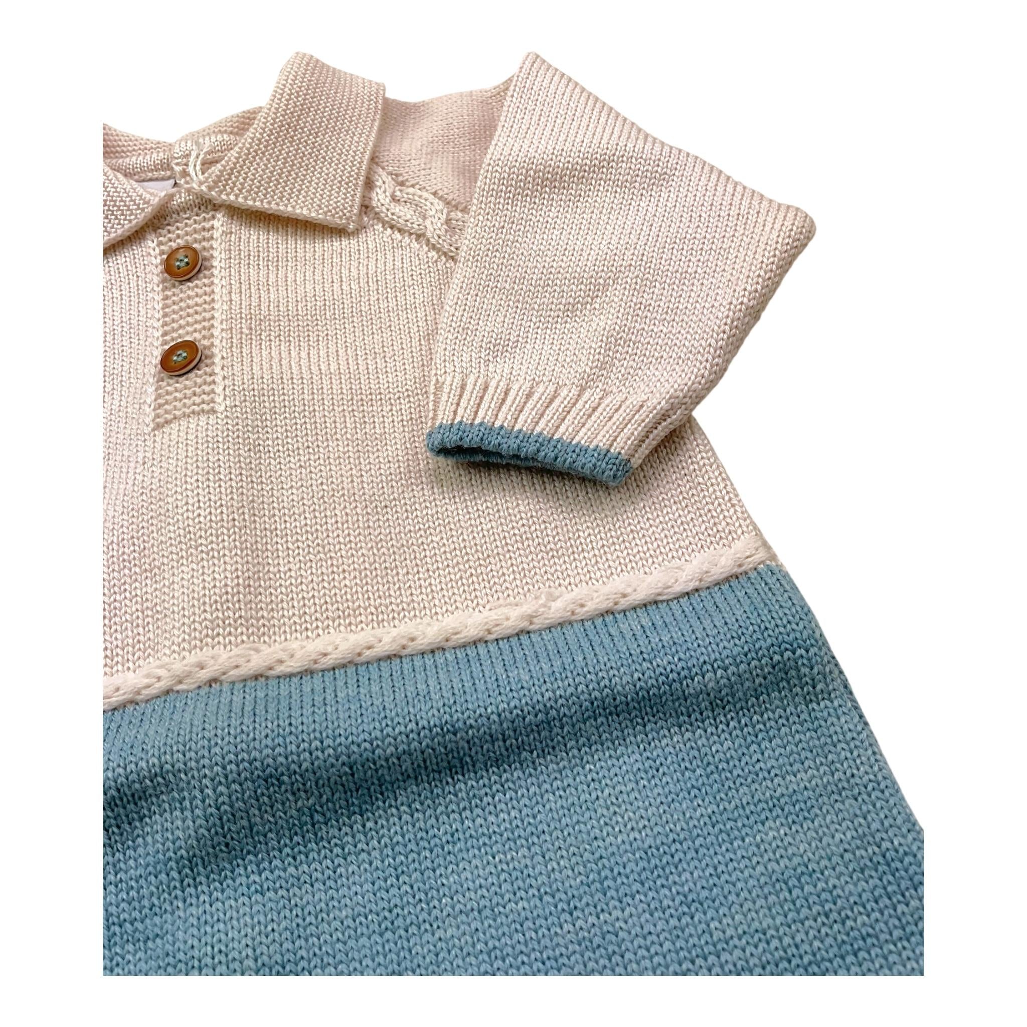 MARLU' tutina bicolore manica lunga in maglia Beige per Neonato IF5710 BEIGE MARLU'