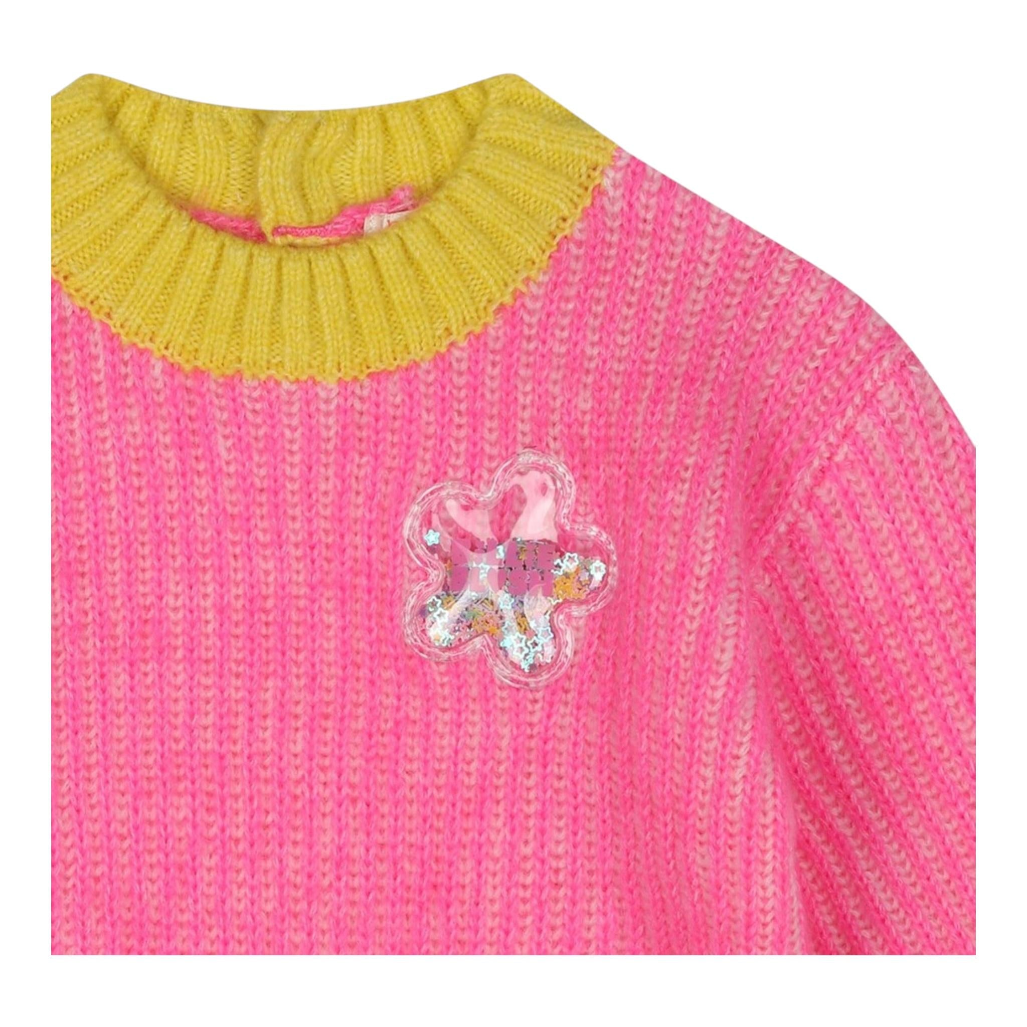 BillIEBLUSH maglia girocollo tinta unita con applicazione Rosa fluo per Neonata U20414 ROSA FLUO BillIEBLUSH
