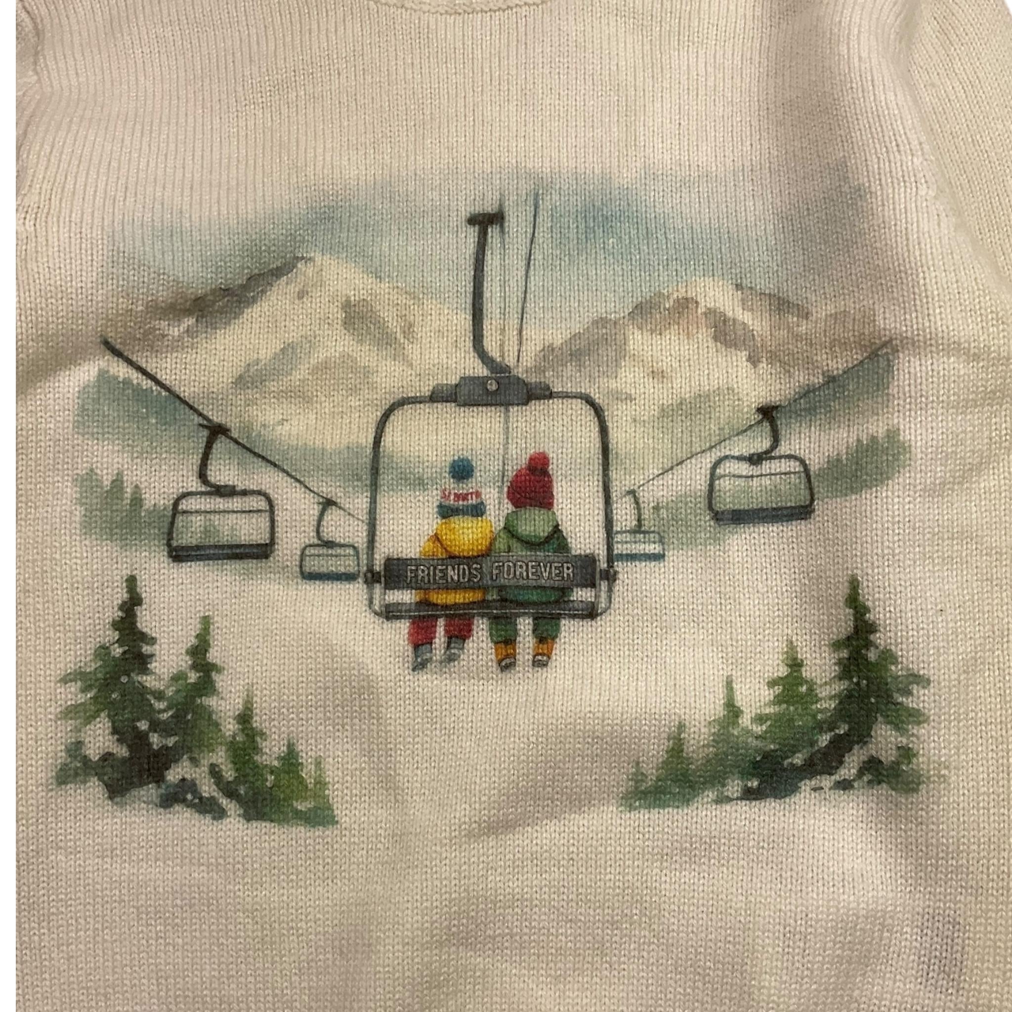 SAINT BARTH maglia girocollo tinta unita con stampa Panna per Bambino FRIENDS PANNA SAINT BARTH