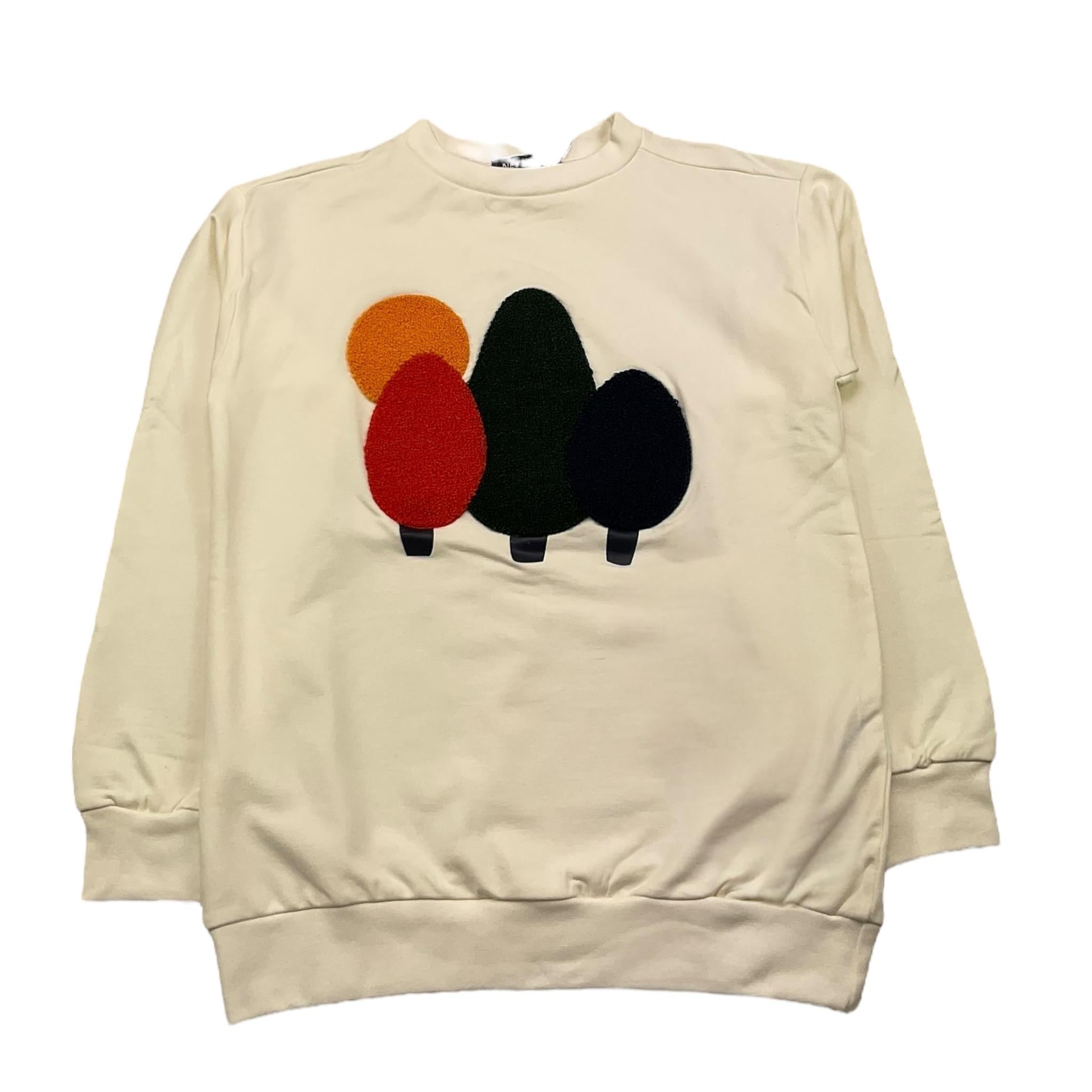 NEVER TOO felpa chiusa girocoll tinta unita con stampa Panna per Bambino NT2152B PANNA NEVER TOO