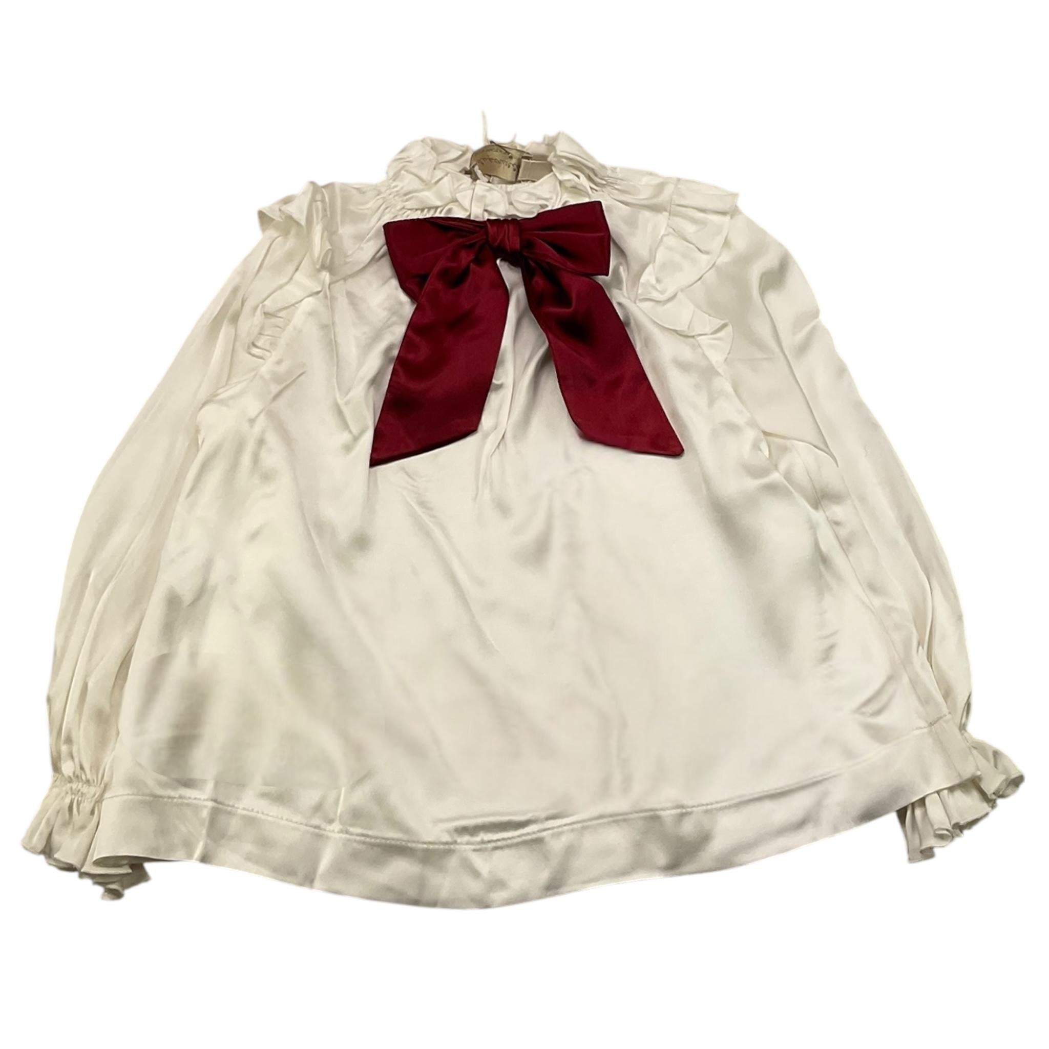 LA STUPENDERIA camicia manica lunga tinta unita cn fiocco in contrasto Bianco per Neonata TJCM48 BIANCO LA STUPENDERIA