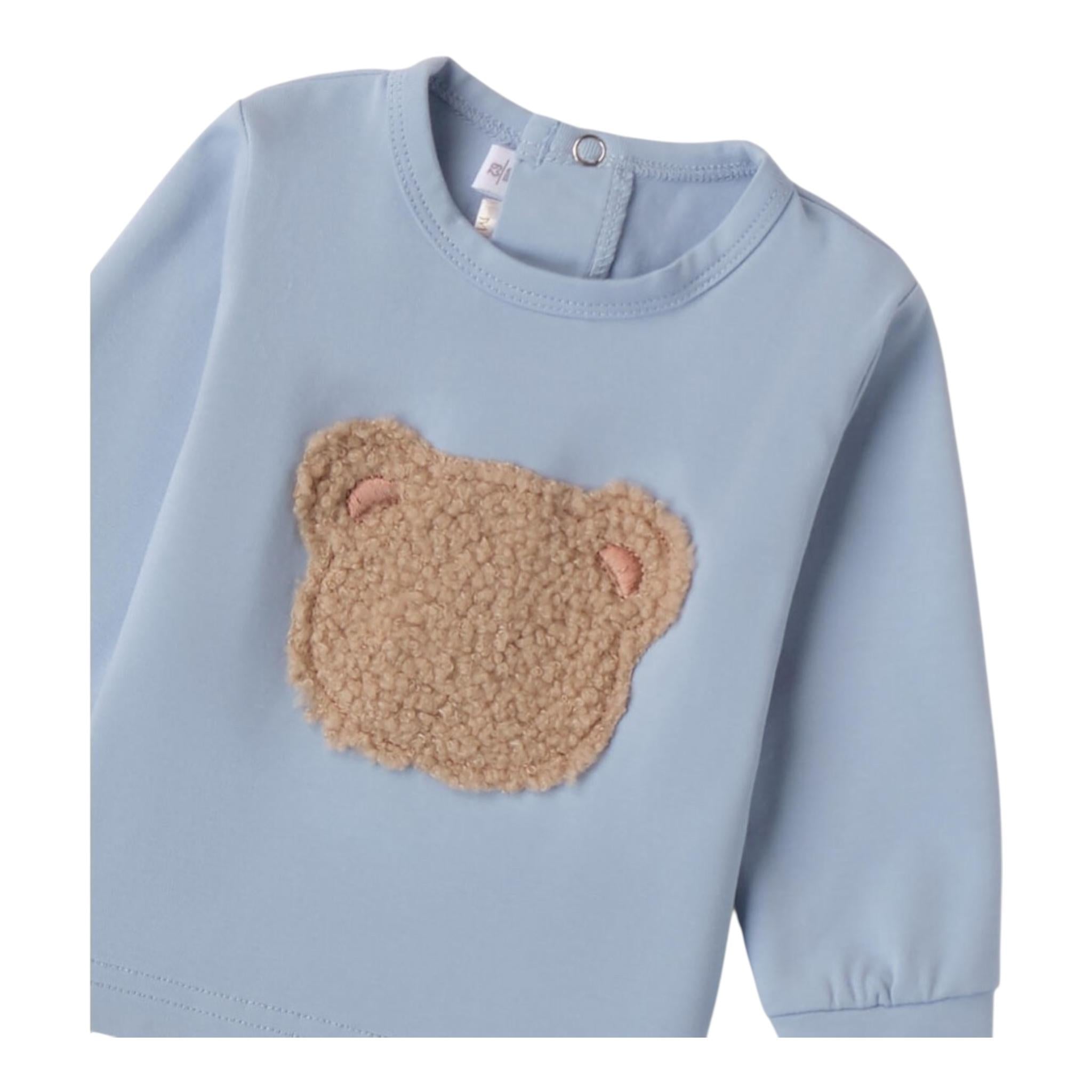 MINI BANDA shirt girocollo tinta unita con orso Azzurro per Neonato 3A617 AZZURRO MINI BANDA