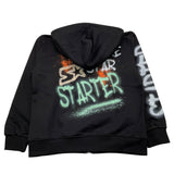 STARTER felpa cn zip e cappuccio tinta unita cn logo Nero per Bambino 1321 NERO STARTER