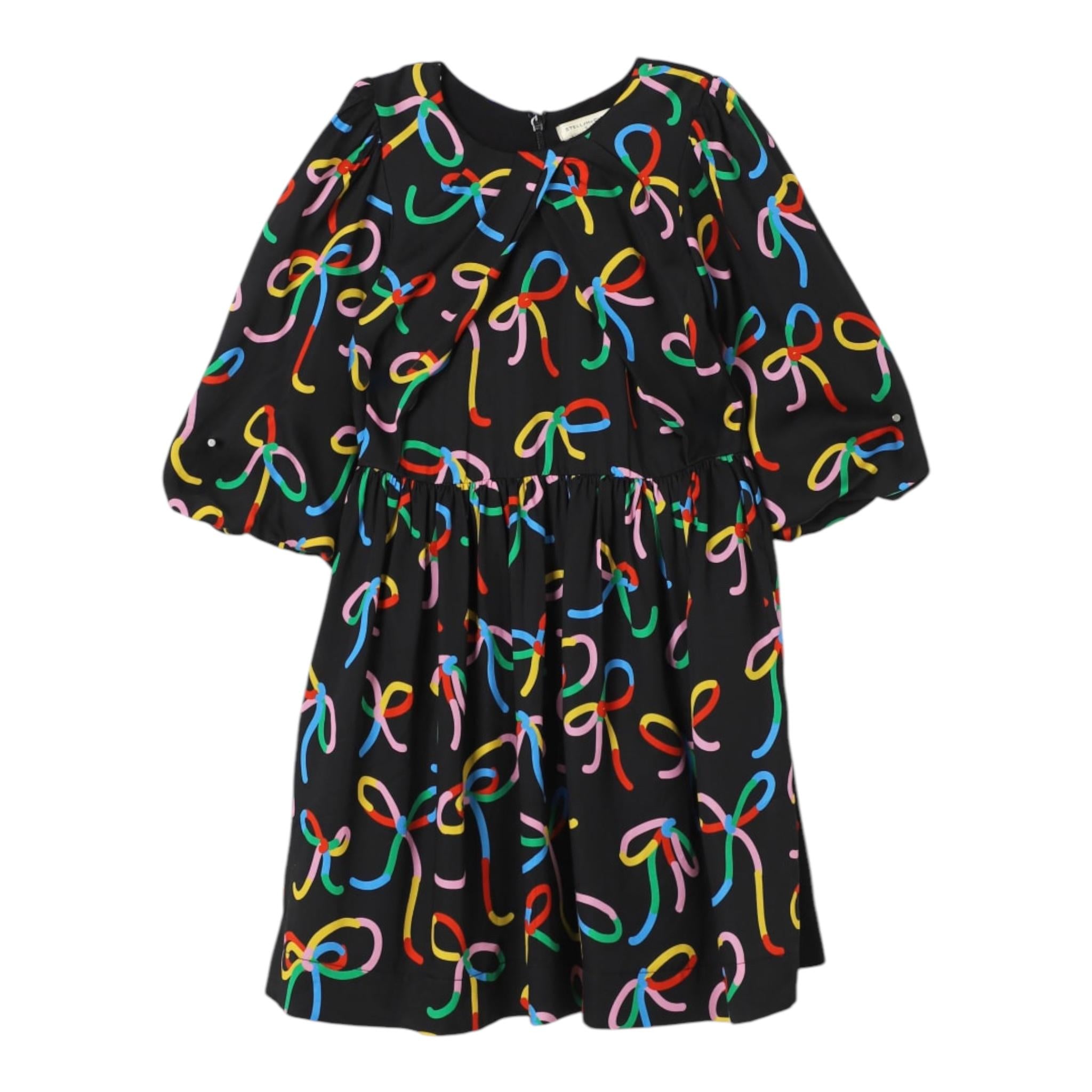 STELLA McCARTNEY abito tinta unita con fantasia Nero per Bambina TV1F93 NERO STELLA McCARTNEY