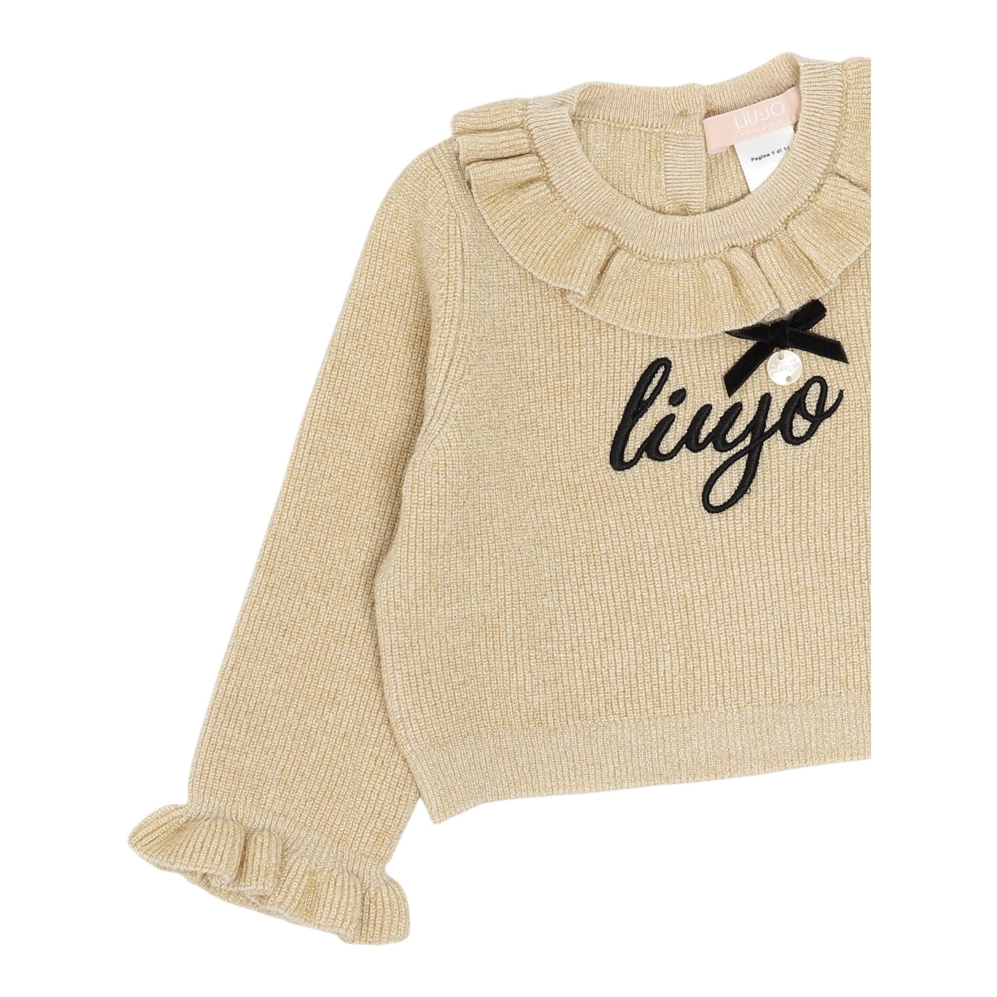 LIU JO maglia girocollo tinta unita cn colletto rouches Oro per Neonata HF4081X ORO LIU JO