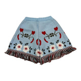 VICOLO short in maglia tinta unita con ricami e frange Azzurro per Bambina 3142SW0050 AZZURRO VICOLO