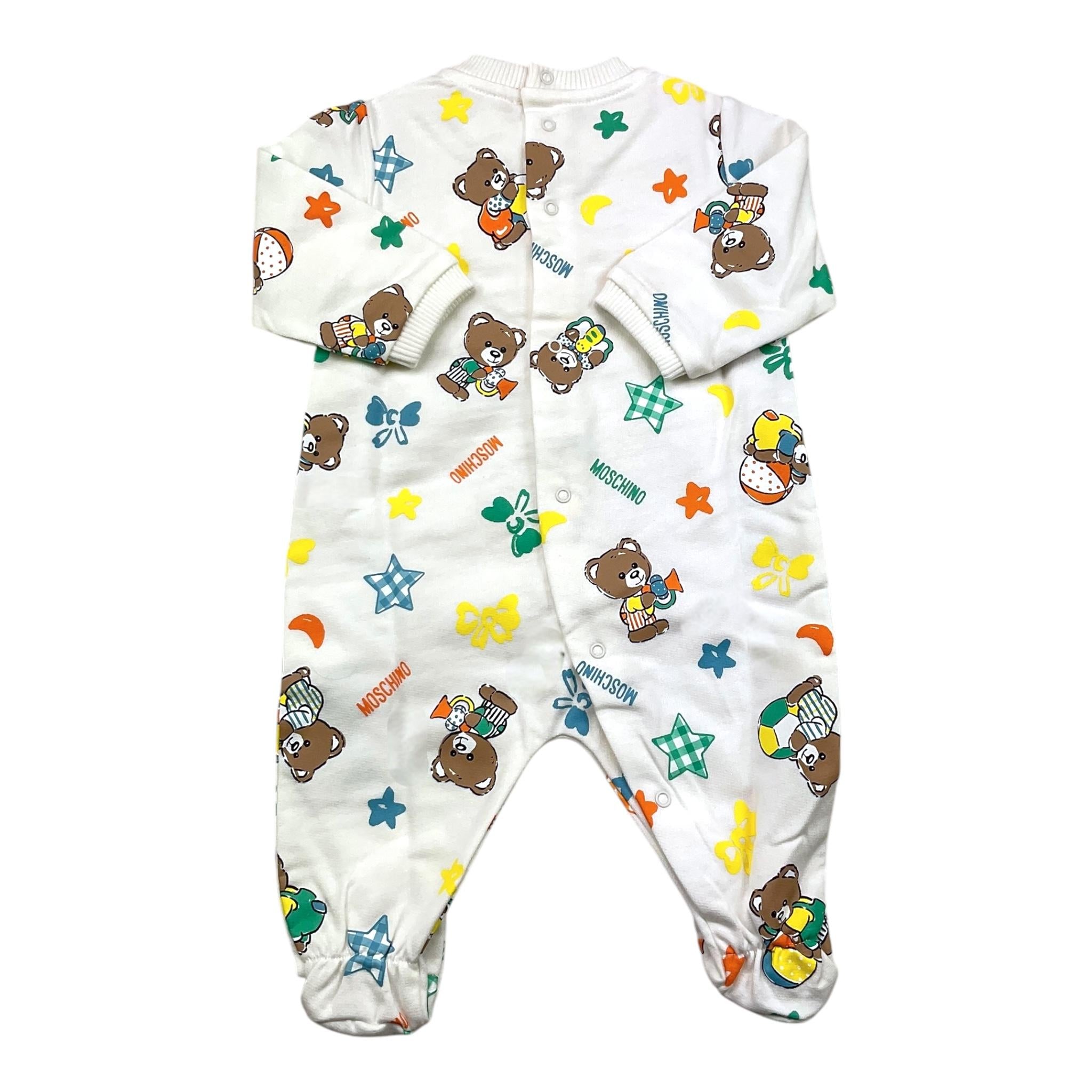 MOSCHINO tutina manica lunga tinta unita con stampa logo Bianco per Neonato MUT042 BIANCO MOSCHINO