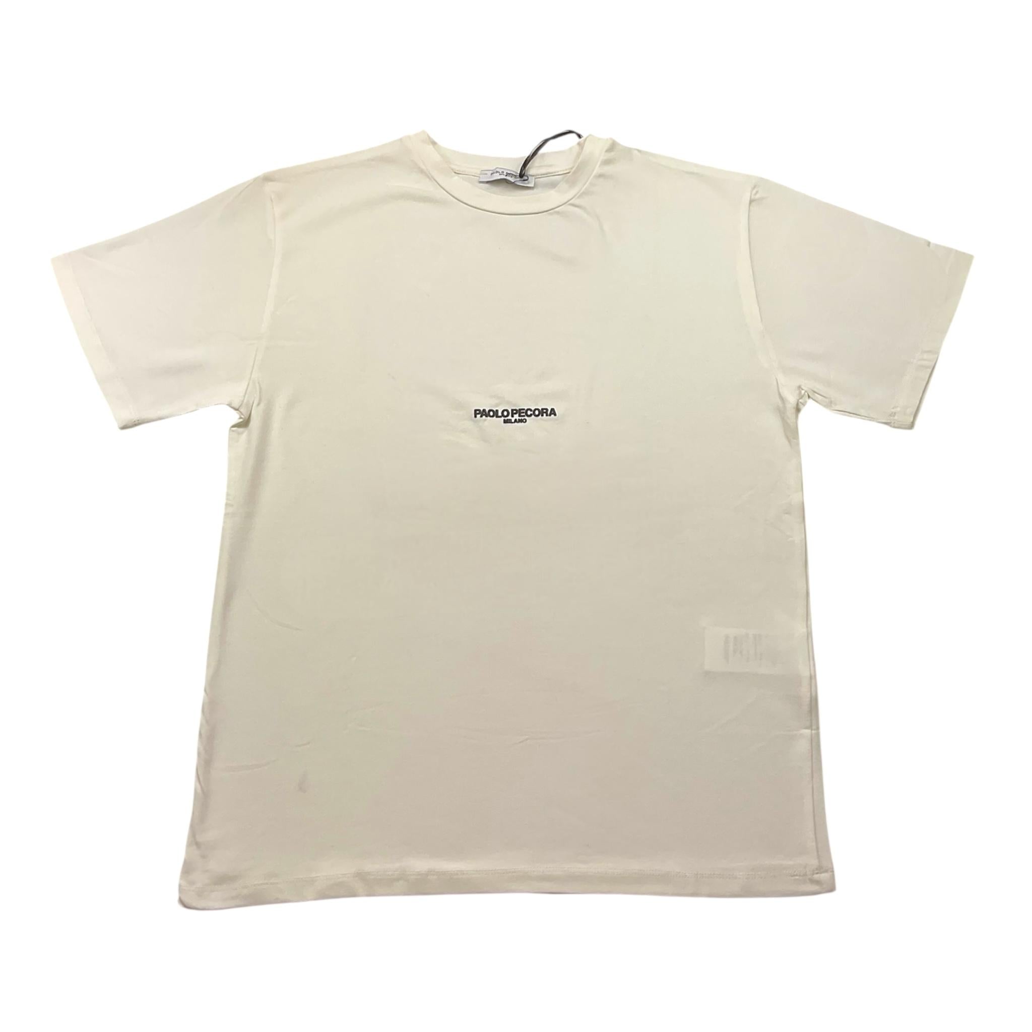 PAOLO PECORA t-shirt girocollo tinta unita con stampa Bianco per Bambino PP3736 BIANCO PAOLO PECORA