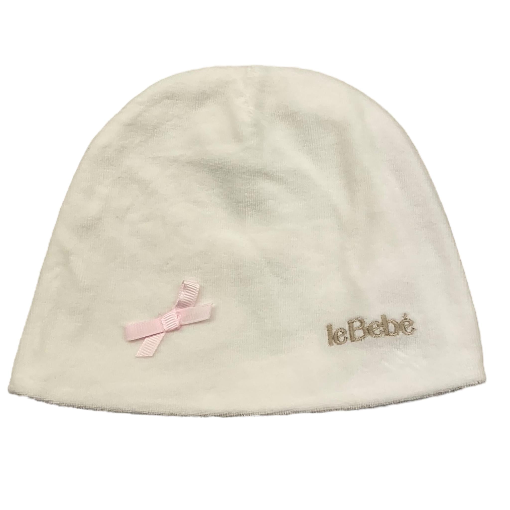 LE BEBE' cappell in ciniglia tinta unita con fiocco Bianco per Neonata LBG59488 BIANCO LE BEBE'