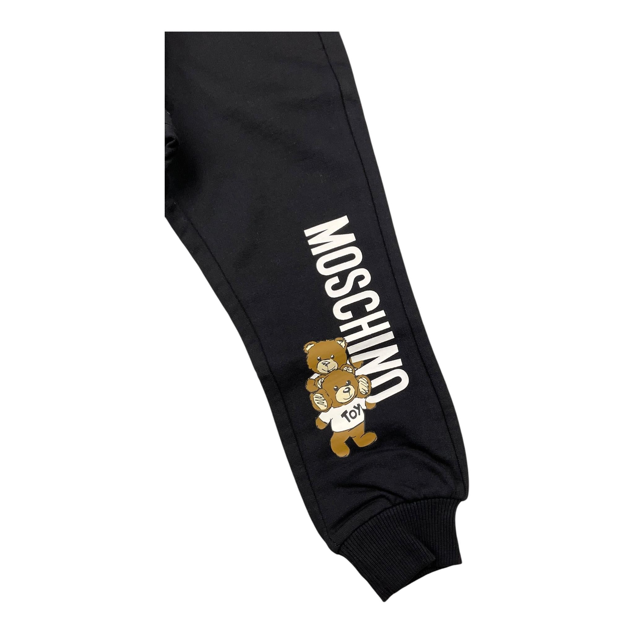 MOSCHINO pantalone tuta tinta unita con stampa in contrasto Nero per Neonato MUP056 NERO MOSCHINO