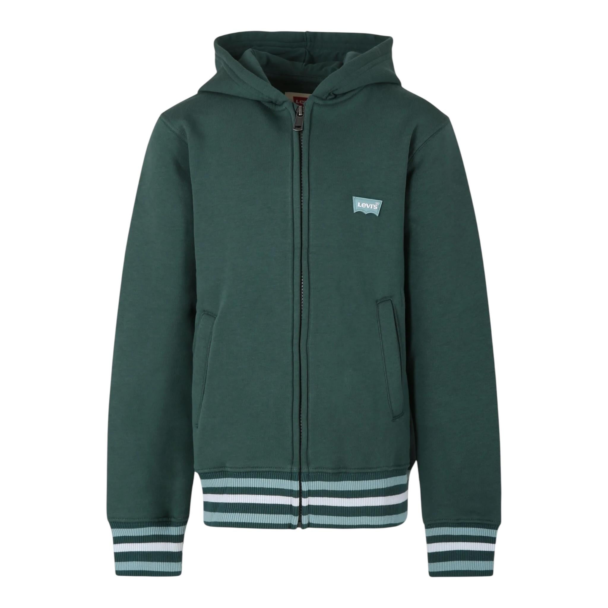 LEVIS felpa con zip e cappuccio tinta unita Verde per Bambino 9EL158 VERDE LEVIS