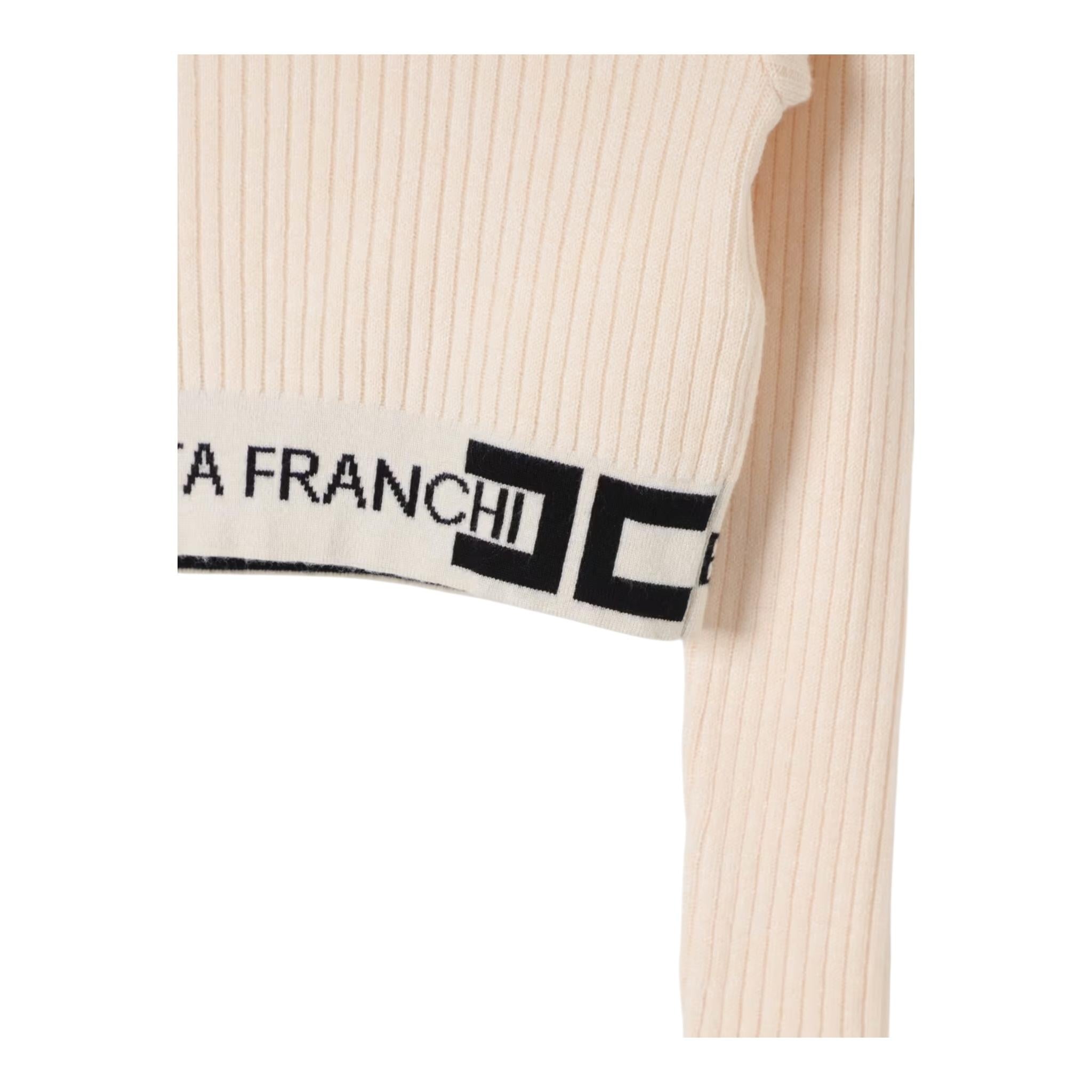 ELISABETTA FRANCHI maglia mezzo collo tinta unita con logo Panna per Bambina EFMA152X PANNA ELISABETTA FRANCHI