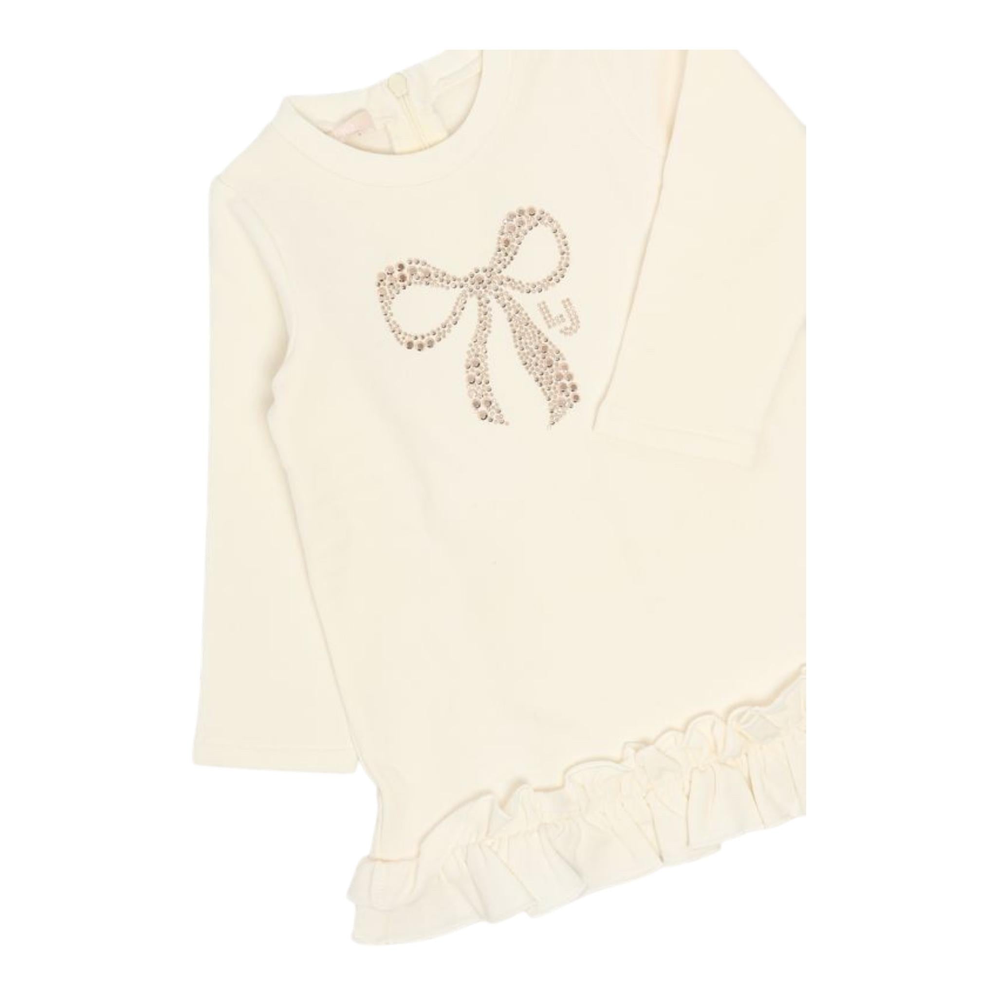 LIU JO abito manica lunga tinta unita con logo brillantinato Panna per Neonata HF4071X PANNA LIU JO