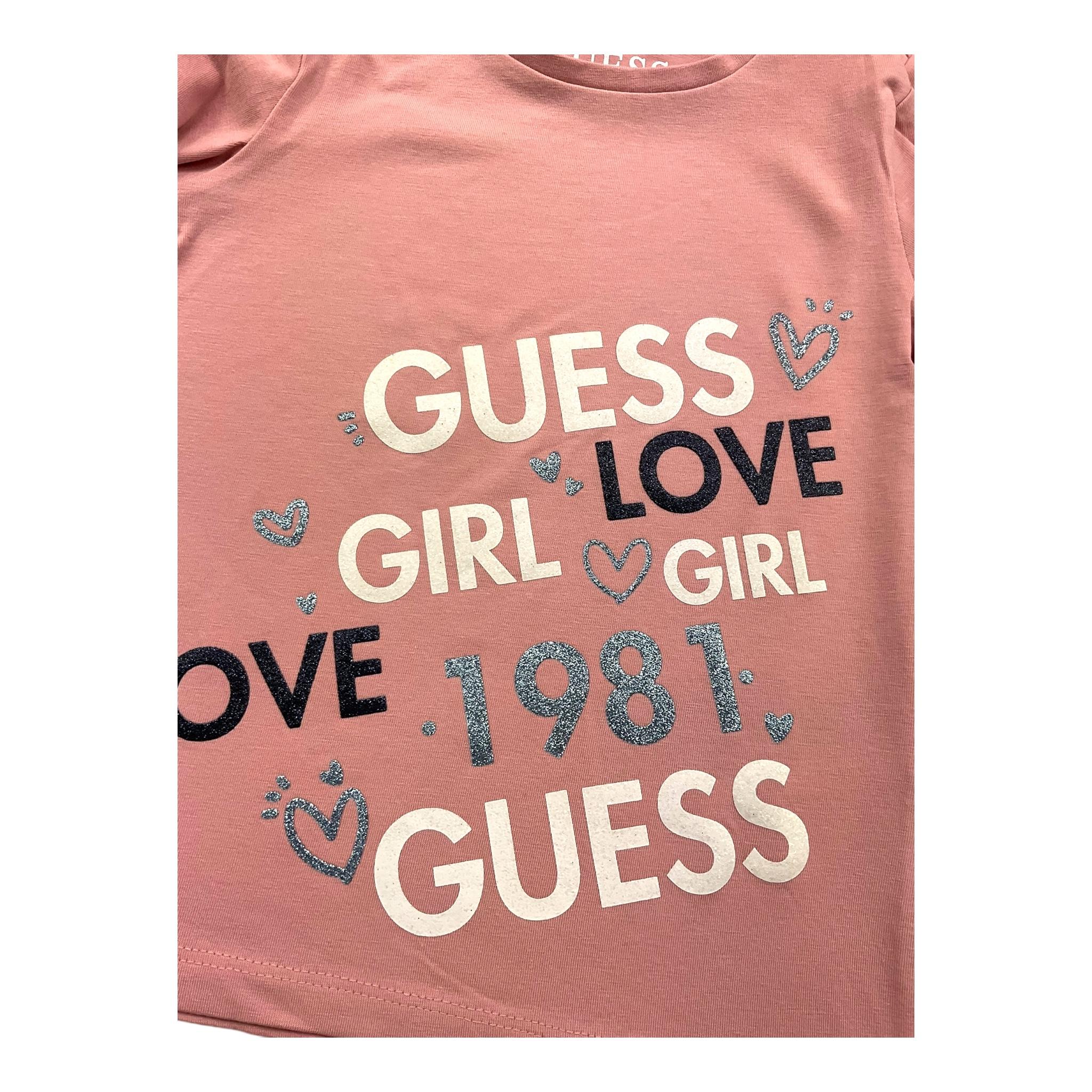 GUESS shirt girocollo tinta unita ocn logo Rosa per Neonata K4YI27K6YW4X ROSA GUESS