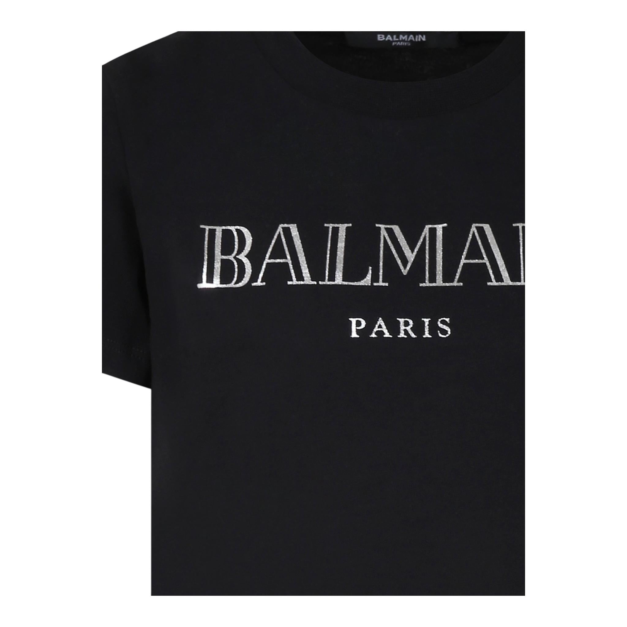 BALMAIN abito in felpa tinta unita con stampa Nero per Bambina BV1A60 NERO BALMAIN