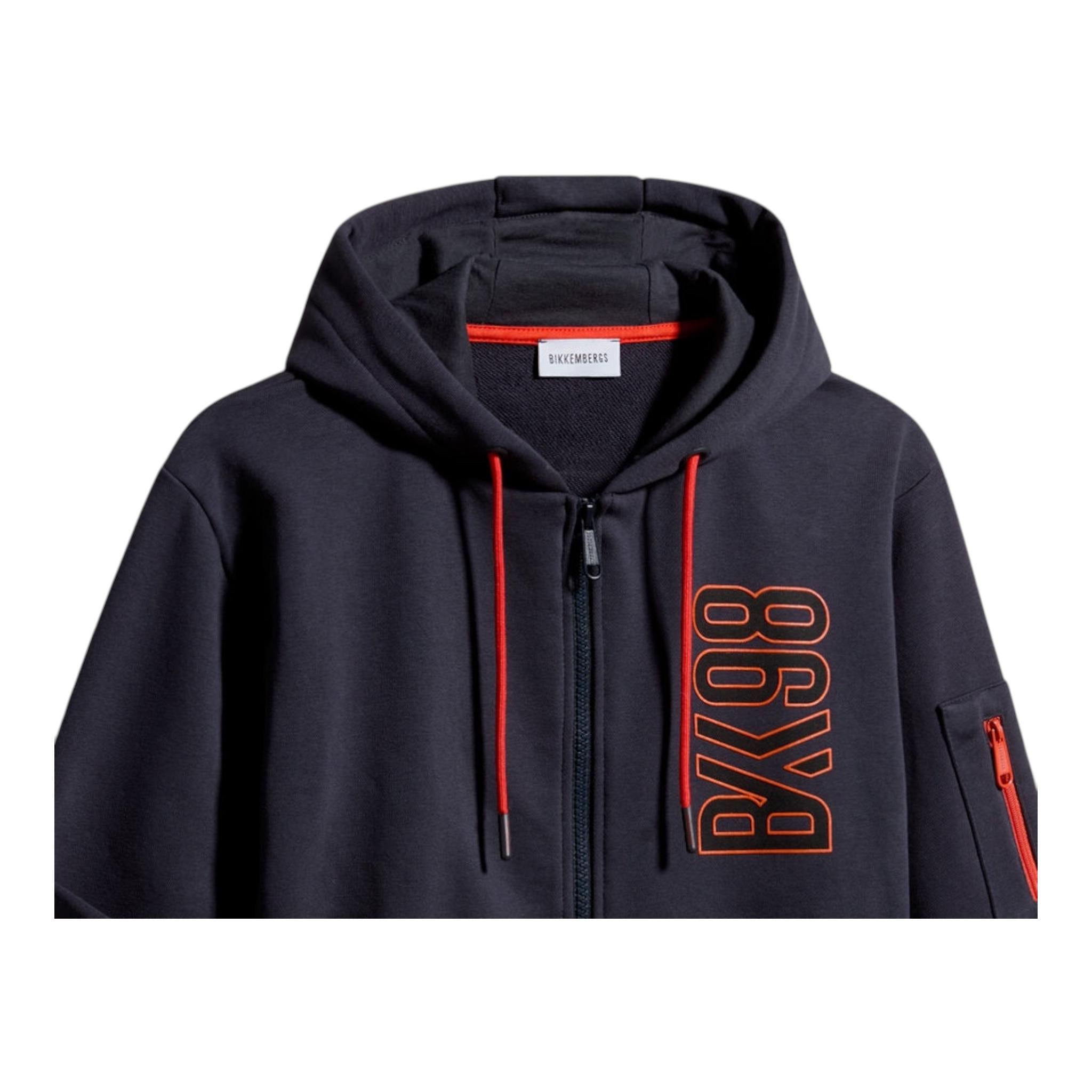 BiKKEMBERGS felpa con zip e cappucci tinta unita con stampa Blu per Bambino BK2696 BLU BiKKEMBERGS