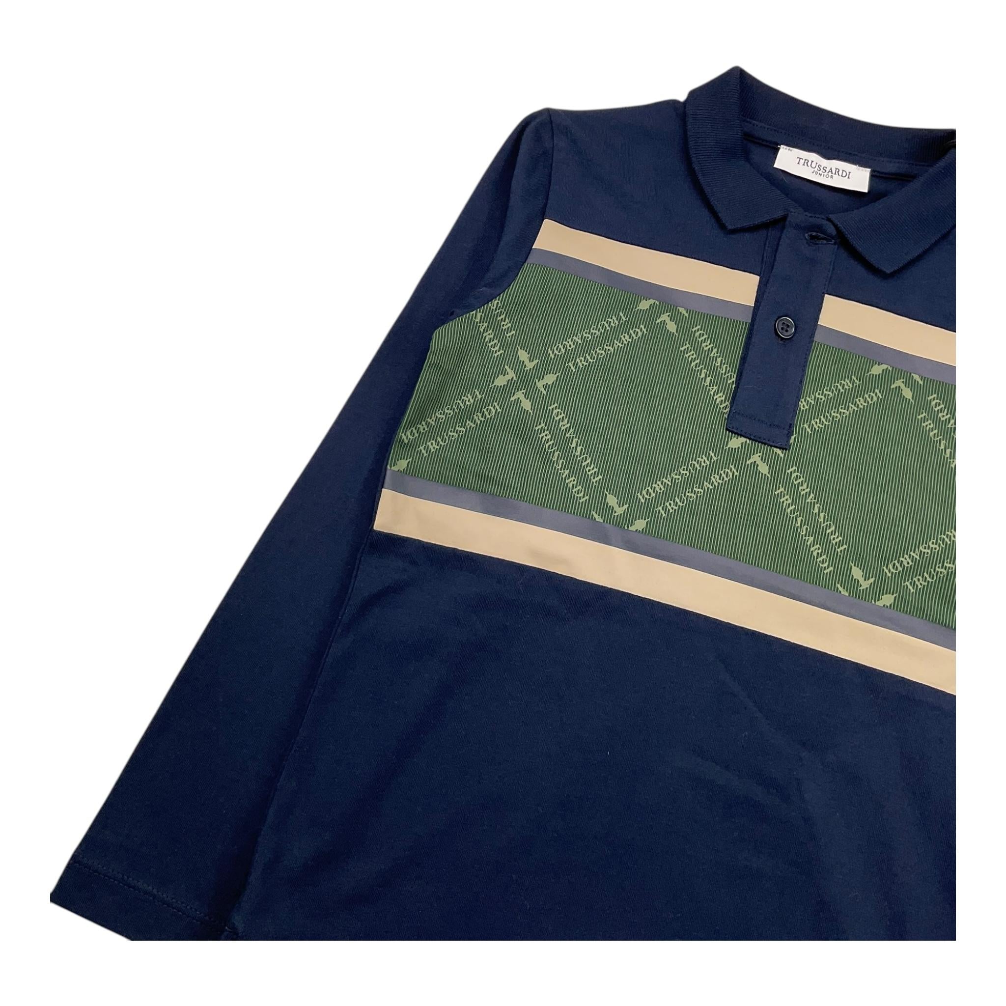 TRUSSARDI polo manica lunga bicolore Blu/verde per Bambino TBA25095 BLU/VERDE TRUSSARDI