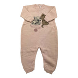 PER TE tutina manica lunga tinta unita con ricami Rosa per Neonata 44073 ROSA PER TE